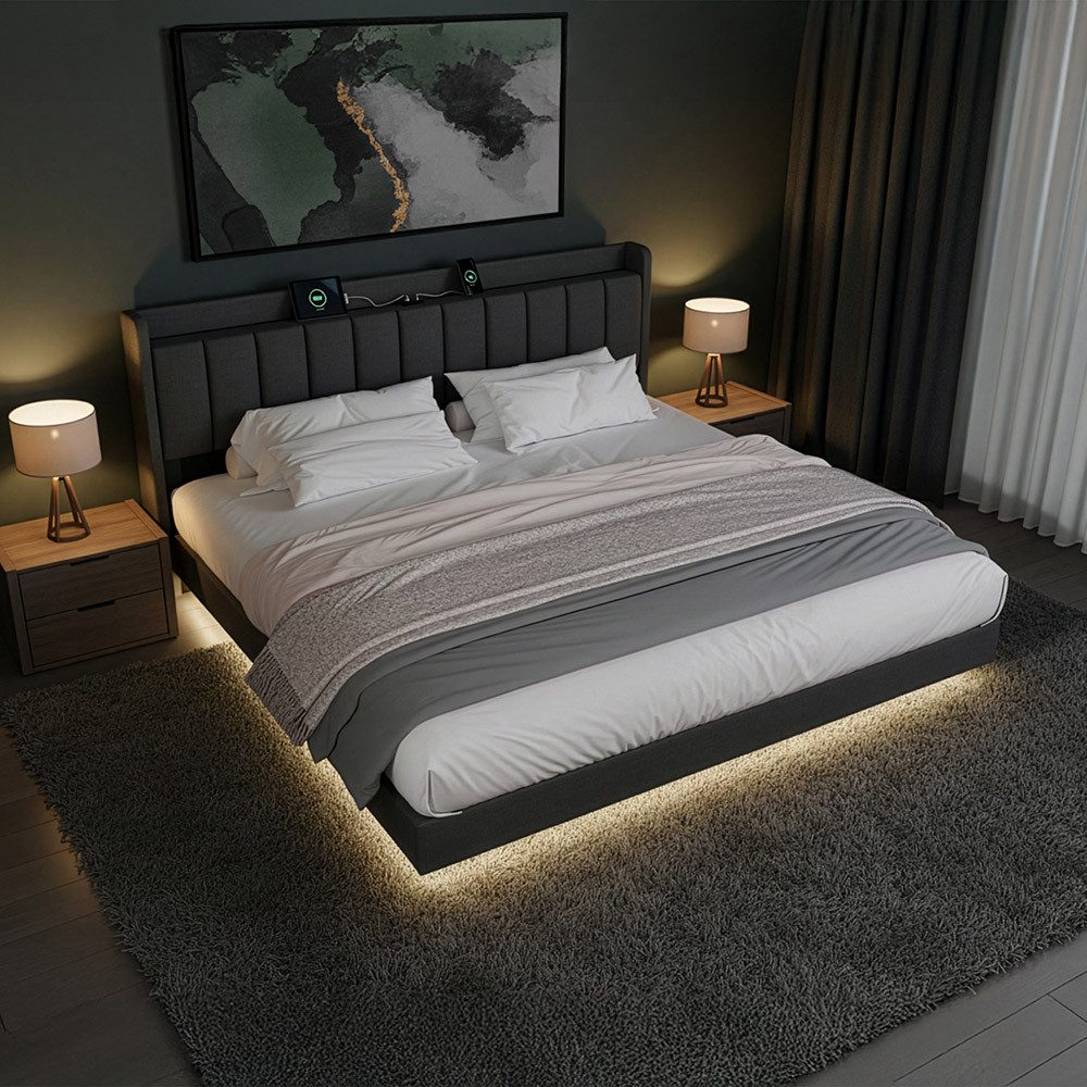 HOME DELUXE Bett LED Bett schwebend - MELURA 200 x 200