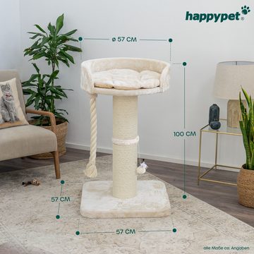 Happypet Kratzbaum BALU, Kratzbaum 'Balu', Robustes Natursisal, Dicke Stämme 18 cm, 100 cm hoch