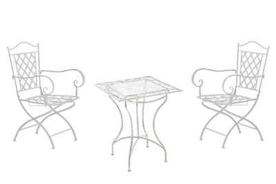 CLP Garten-Essgruppe »Sitzgruppe Payo Eisen«, antike Gartenmöbel aus lackiertem Eisen 1 Tisch und 2 Stühle