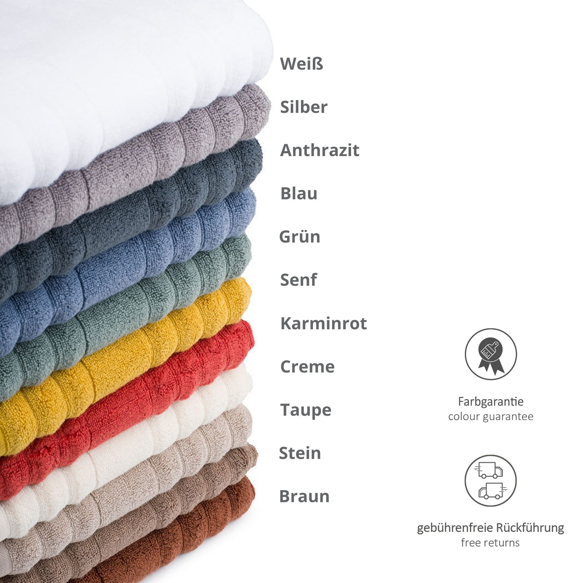 liebling Gästehandtuch Luxus Bio Baumwolle, formstabil, weich, voluminös, mit praktischee Schlaufe zum Aufhängen