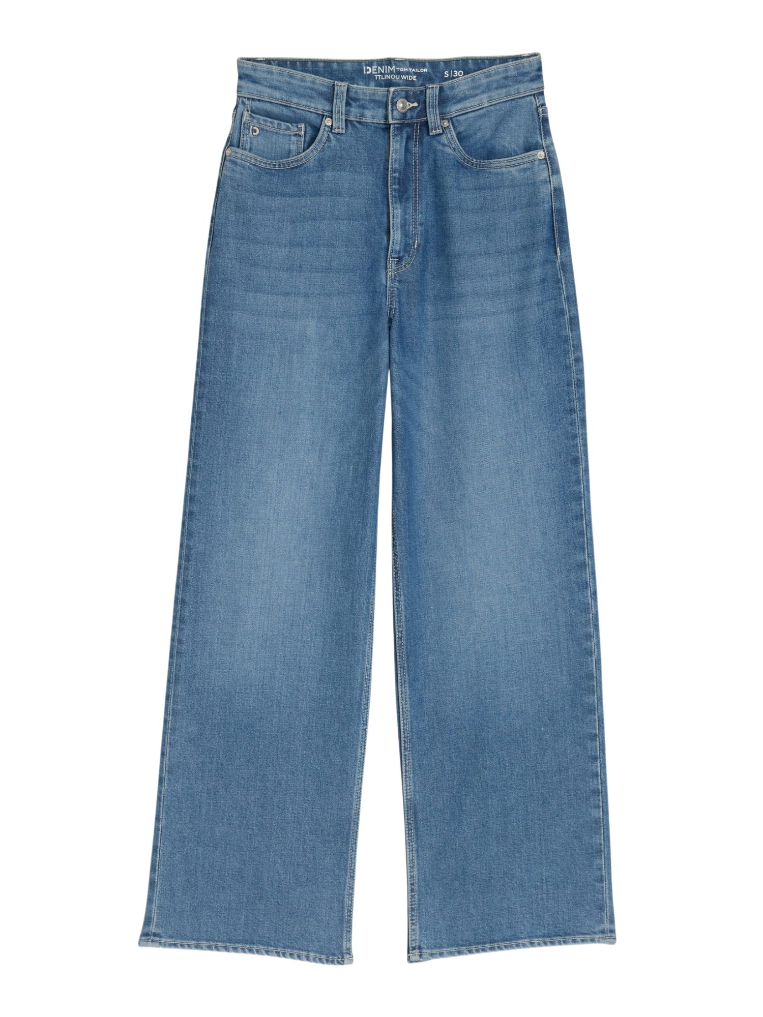 TOM TAILOR Denim Weite Jeans H blau,Casual,Baumwolle,Unifarben,Wide Leg,Hoch