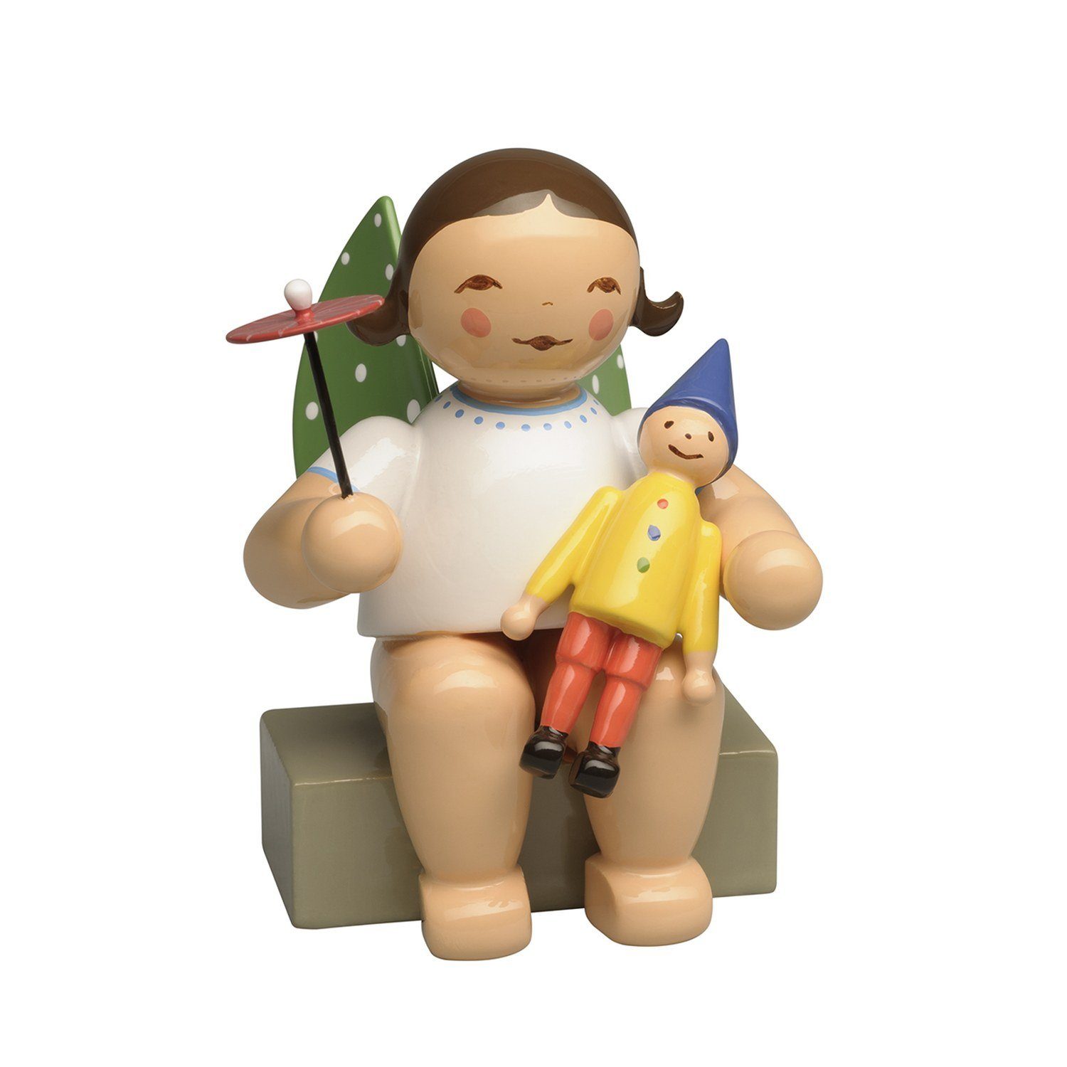 Wendt & Kühn Weihnachtsfigur Engel mit Kasper und Schirm 650/170, Haarfarbe zufällig blond oder braunhaarig