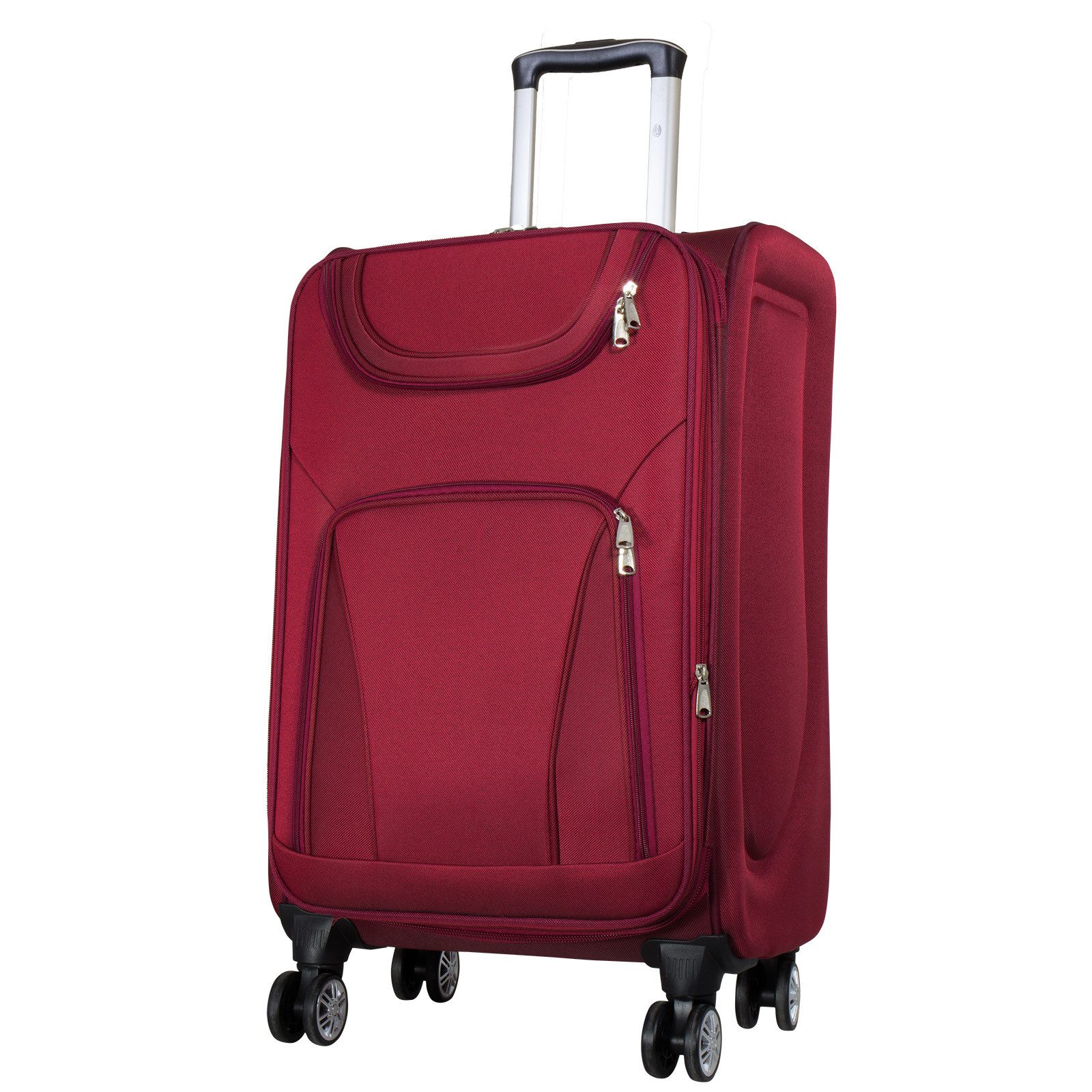 Trendyshop365 Weichgepäck-Trolley Maribor, 4 Größen, 4 Farben, 4 Rollen, Weichgepäck, Zwillingsrollen, Zahlenschloss, 2 Außentaschen, Dehnfalte