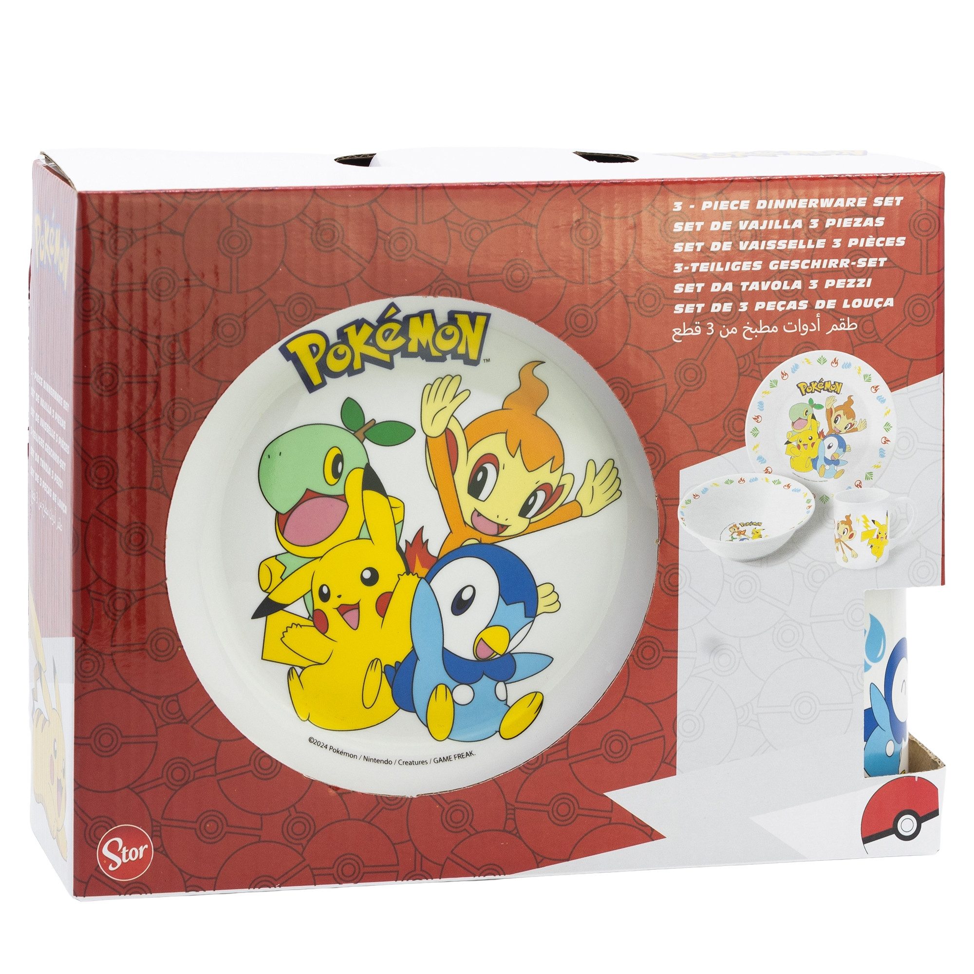 POKÉMON Kindergeschirr-Set Pokemon Pikachu Kinder Geschirr Set Keramik Teller Schüssel Tasse (3-tlg), 1 Personen, Keramik