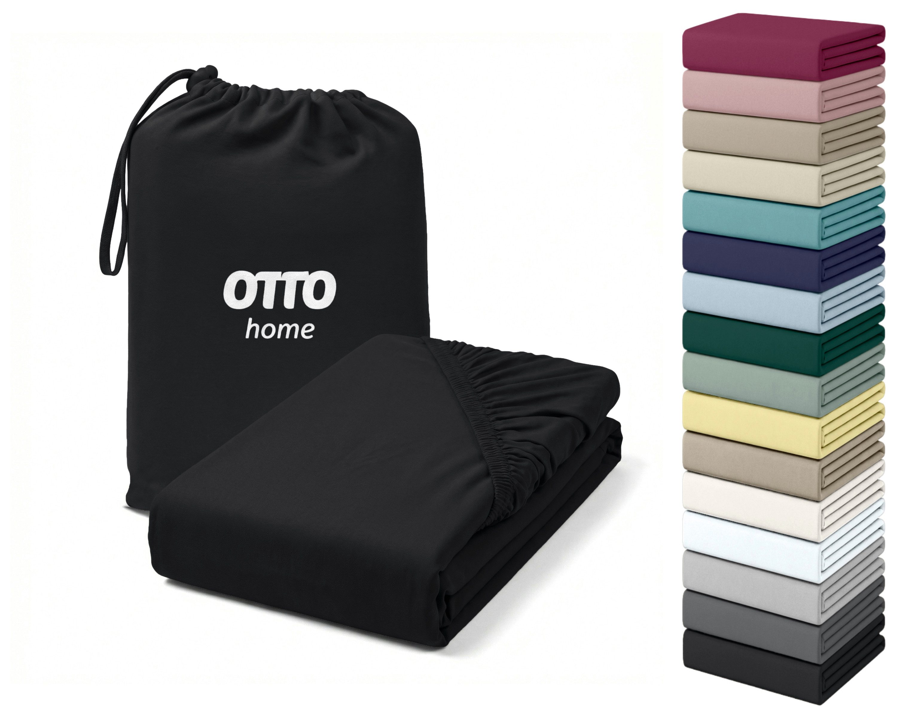 OTTO home Spannbettlaken Cremona, Basic & Premium Qualität mit Elasthan, Jersey (180 g/m), Gummizug: rundum, (1 Stück), Bettlaken für Matratzen von 20-25 cm Höhe, 96% Baumwolle & 4% Elasthan