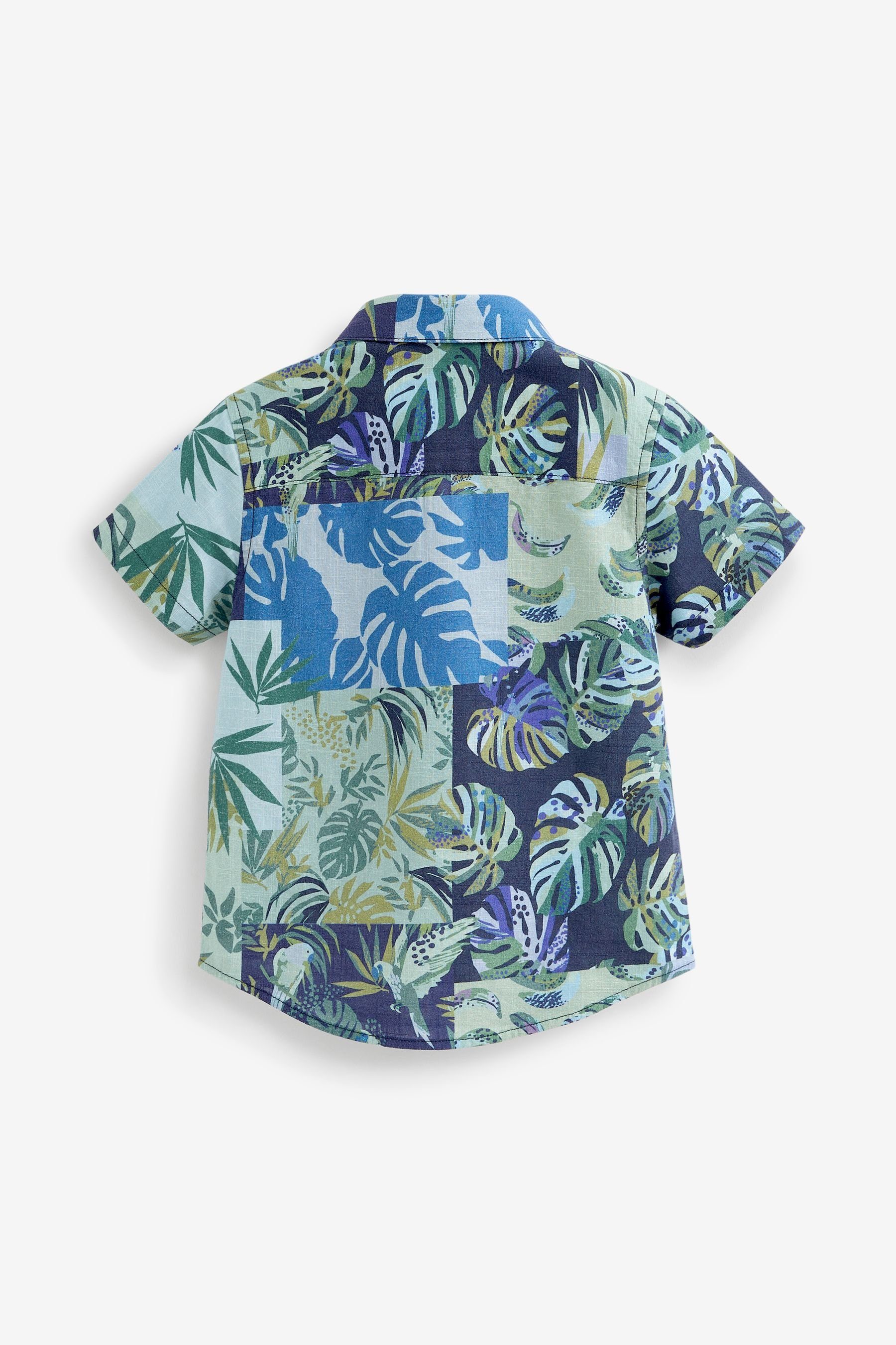 Next Kurzarmhemd Kurzärmliges, bedrucktes Hemd Blue (1-tlg) Floral