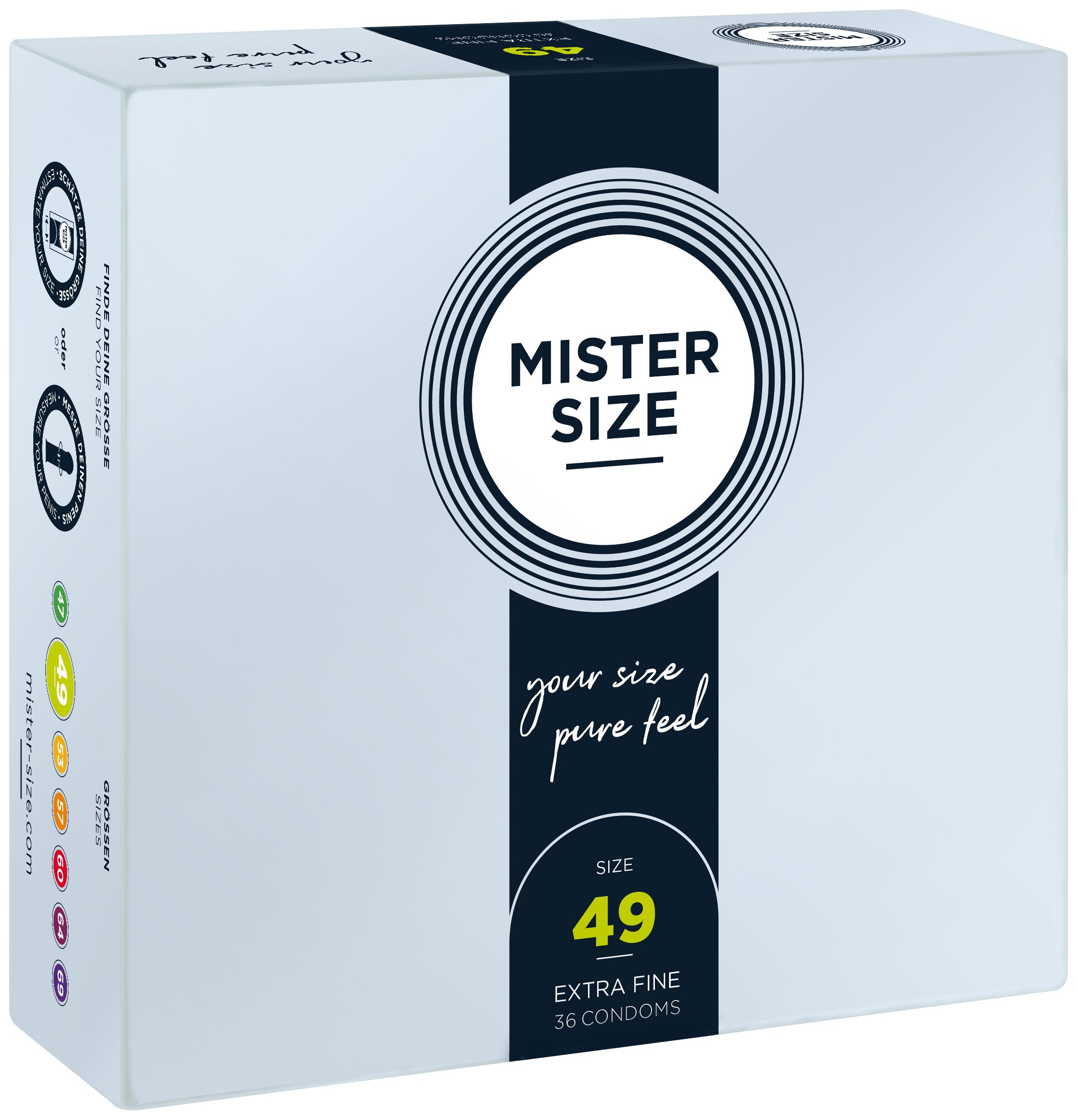 MISTER SIZE Kondome 36 Stück, Nominale Breite 49mm, gefühlsecht & feucht