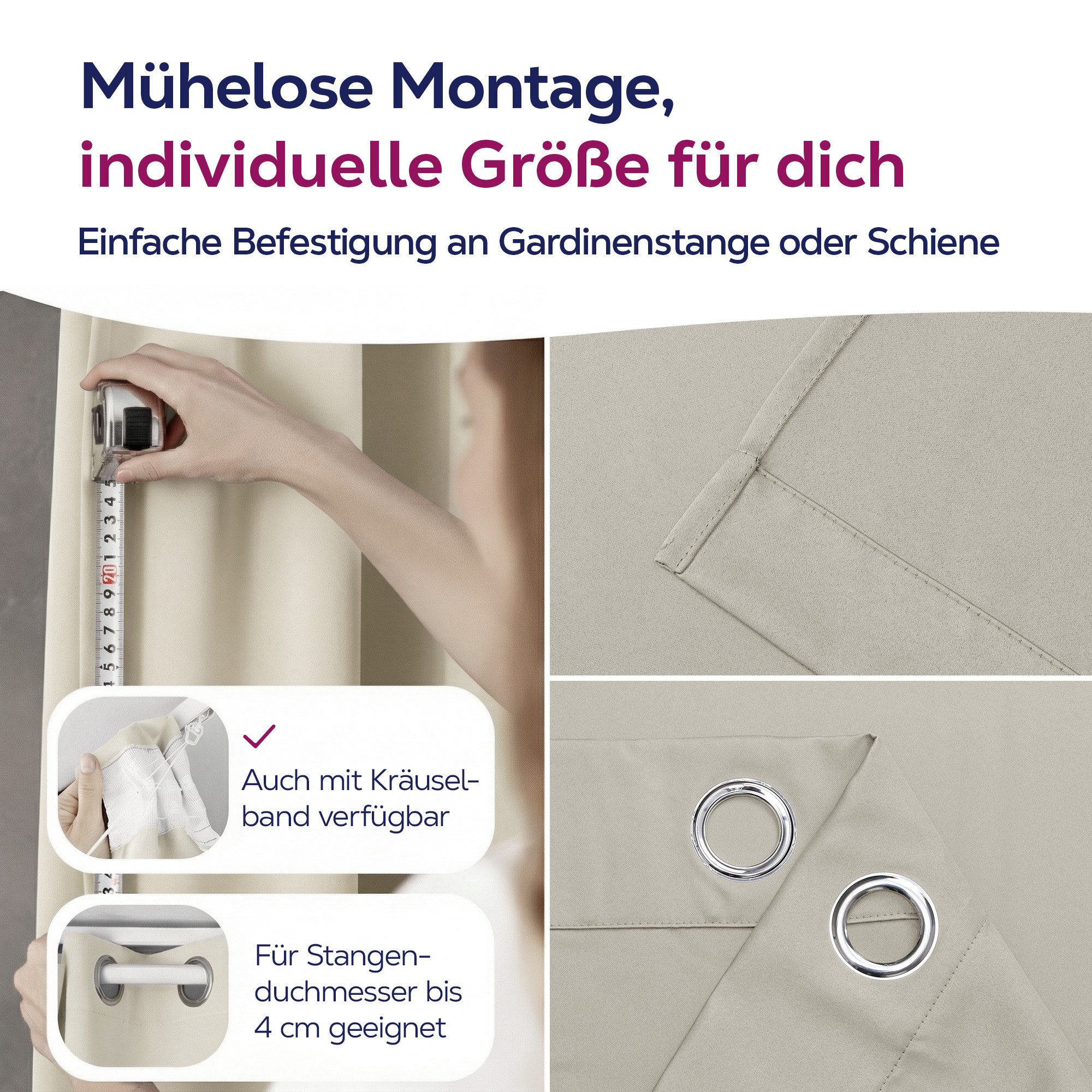 Beautex Verdunkelungsvorhang mit Ösen Vorhang, Gardine blickdicht abdunkelnd (1 St), Ösen, verdunkelnd, Blackout, blickdicht, waschbar, Ösenaufhängung, Farbwahl – Bild 5 von 5