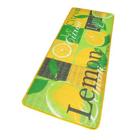 Küchenläufer Lemon, HANSE Home, rechteckig, Höhe: 8 mm, Kurzflor, rutschhemmend, Pflegeleicht, Schriftzug, Neon, Früchte, Obst