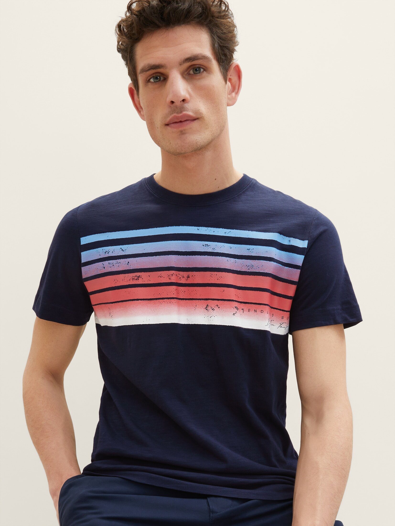TOM TAILOR T-Shirt T-Shirt mit Print sky captain blue