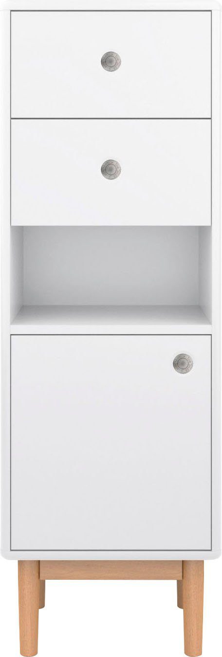 TOM TAILOR HOME Unterschrank COLOR BATH mit 1 Tür & 2 Schubladen, mit Push-to-Open, Füße Eiche, Breite 40 cm brilliant white