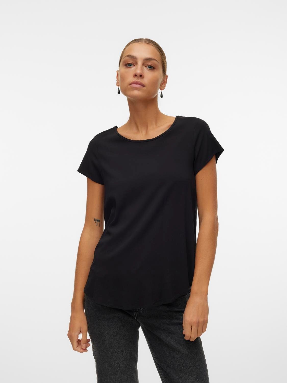 Vero Moda Blusenshirt VMBELLA SS TOP WVN GA NOOS Viskosemischung, abgerunde günstig online kaufen