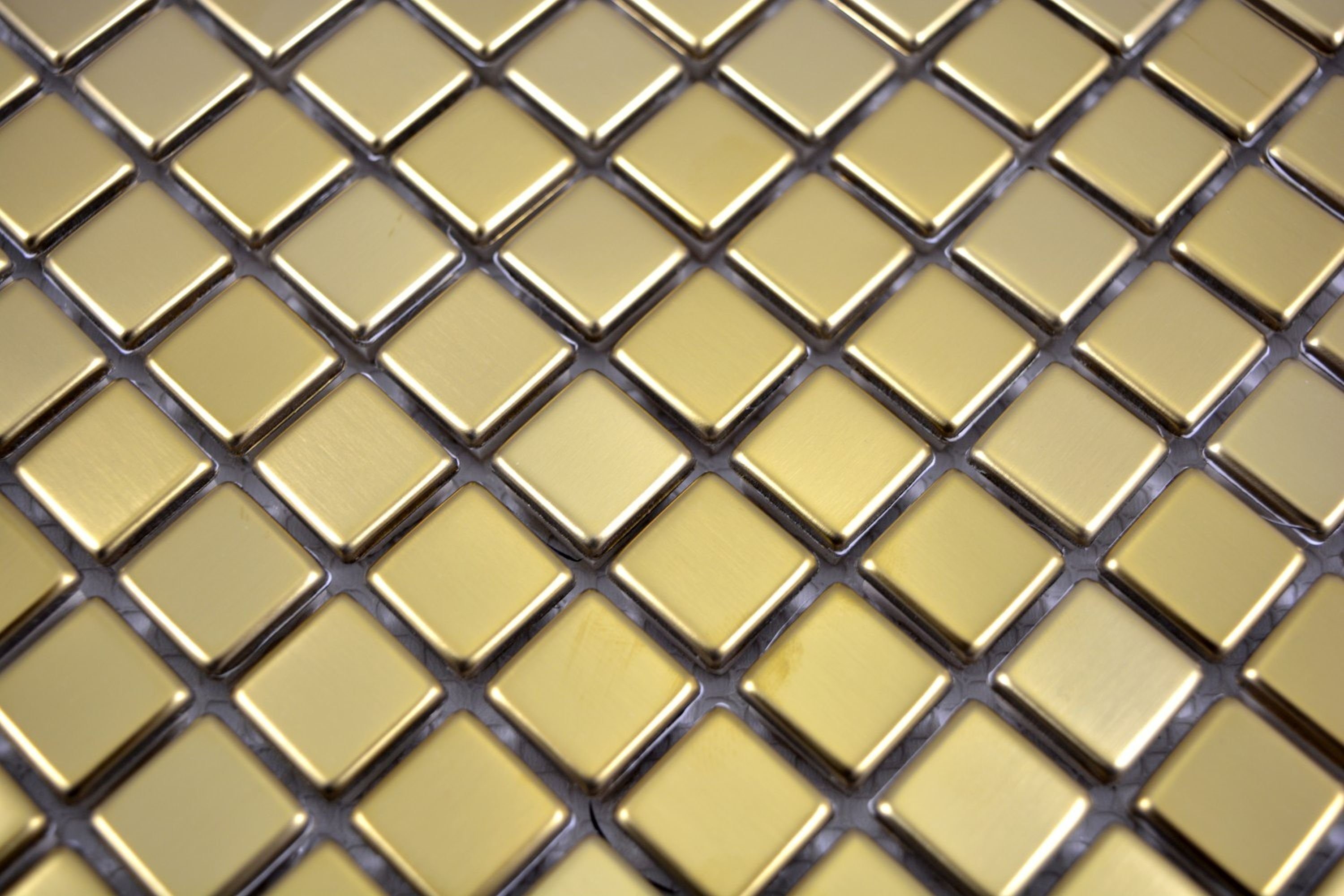 Mosani Mosaikfliesen Edelstahl Mosaik Fliese gold gebürstet matt Küchenwand