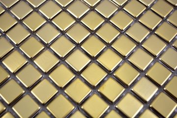 Mosani Mosaikfliesen Edelstahl Mosaik Fliese gold gebürstet matt Küchenwand
