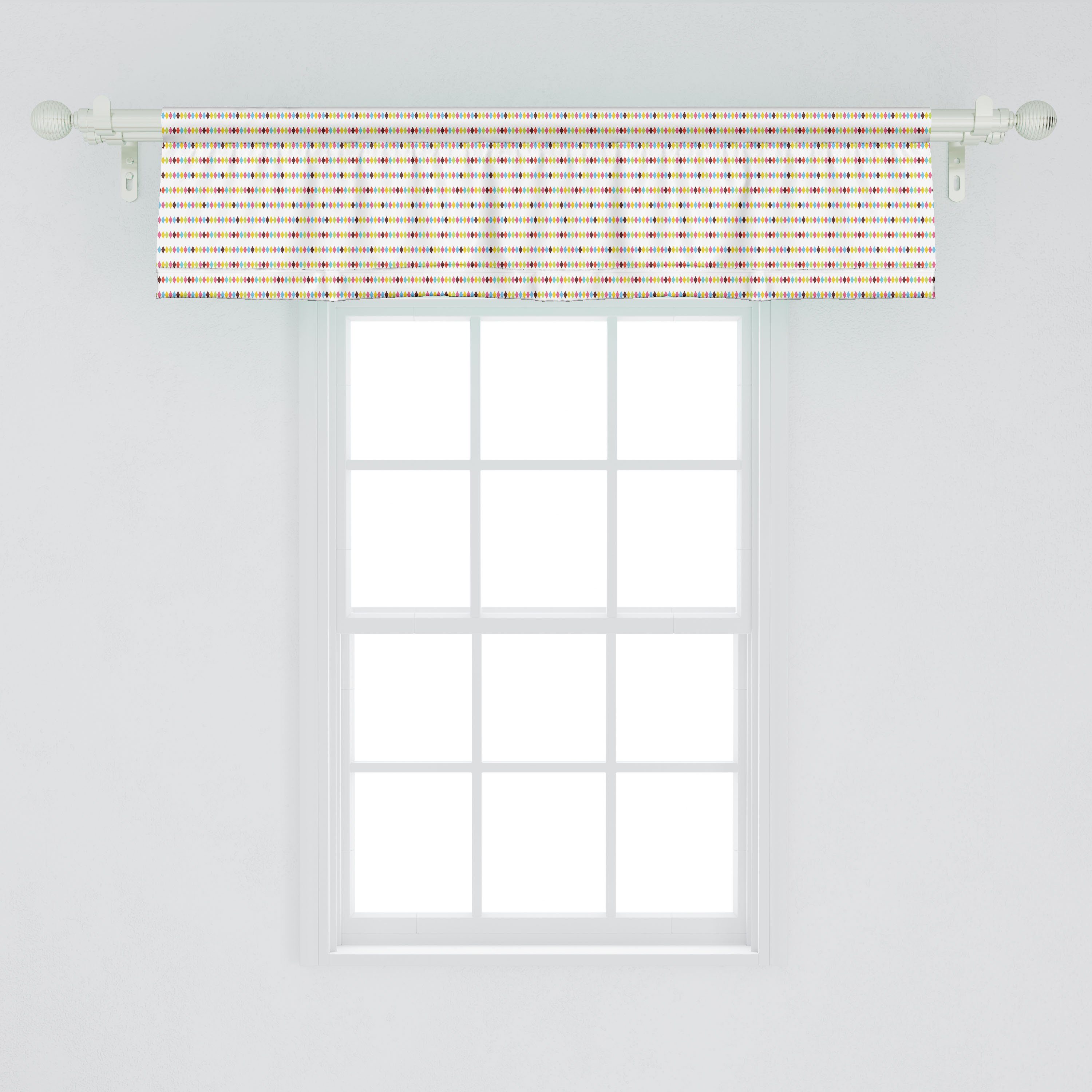 Abakuhaus, Scheibengardine Dekor Schlafzimmer für Bunte Volant Vorhang Rhombus Microfaser, mit Zusammenfassung Küche Drucken Stangentasche,