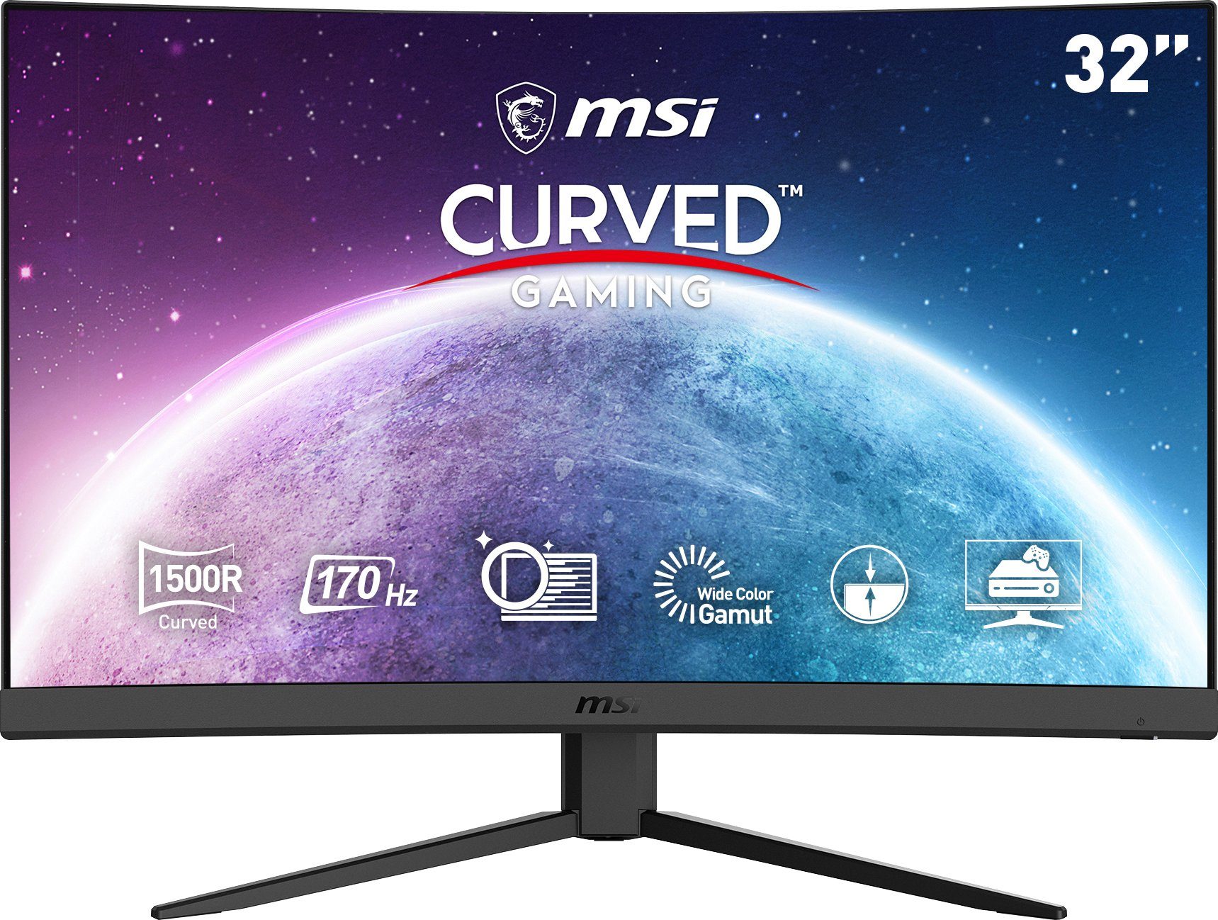 MSI Optix G32C4 E2 1920 HD, (80 x LED, cm/32 Full 3 ", Curved-Gaming-LED-Monitor px, 1080 ms Hz, Jahre 1 Reaktionszeit, Herstellergarantie) VA 170