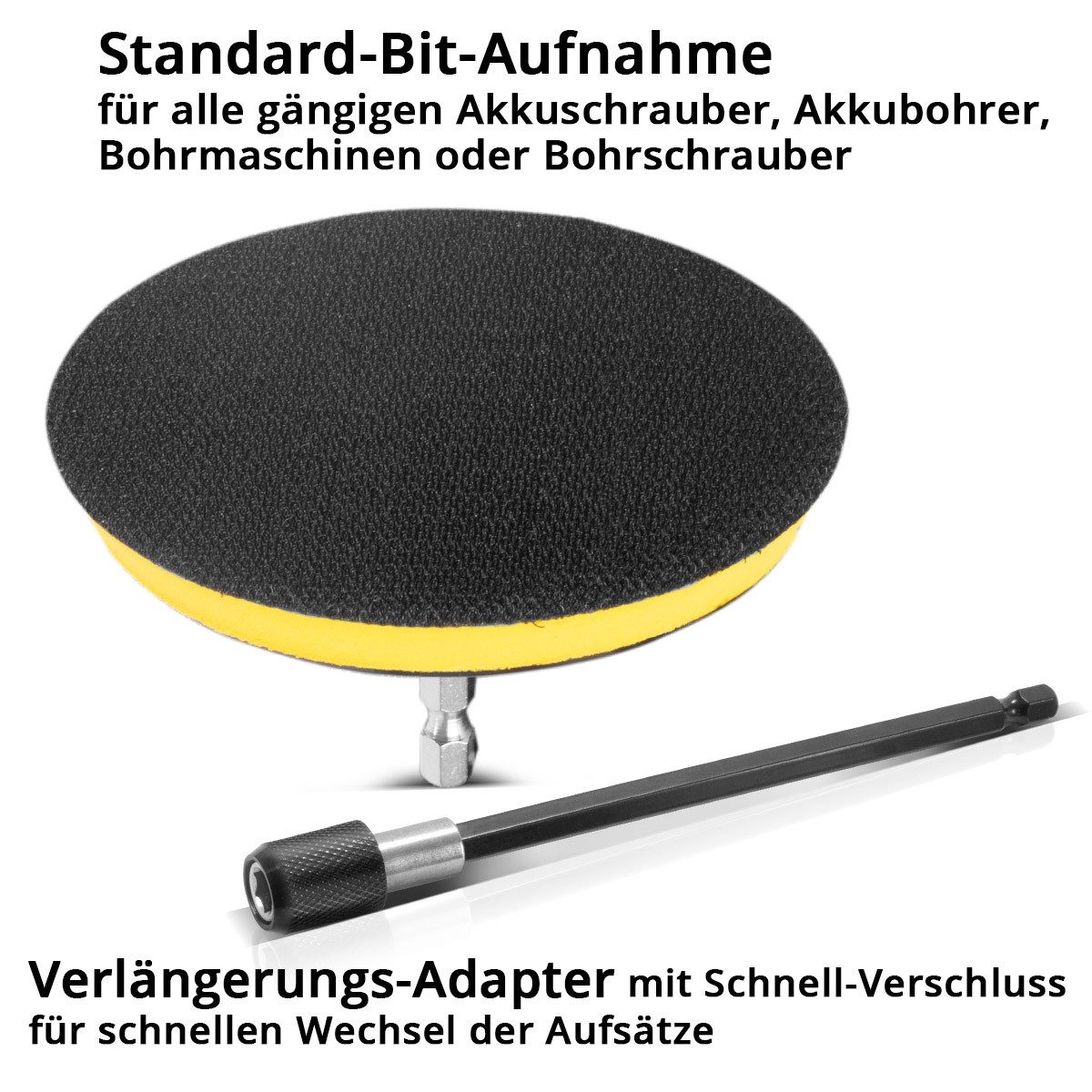 STAHLWERK Autowaschbürste Reinigungsbürsten Aufsatz 45er Set für Akkuschrauber und Bohrmaschinen, (Set, 10-tlg., Set), schneller Wechsel der Aufsätze