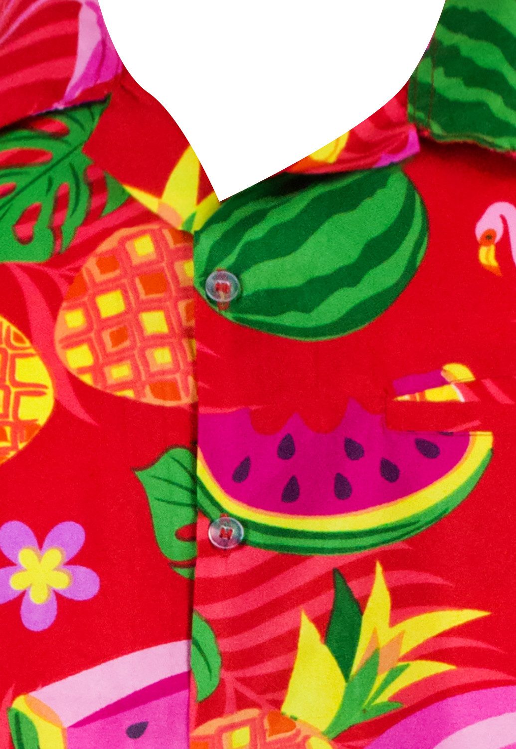 King Kameha Hawaiihemd "Flamingo Melone" Funky Hawaiihemd Herren Kurzarm Fronttasche Stylish – Bild 5 von 5