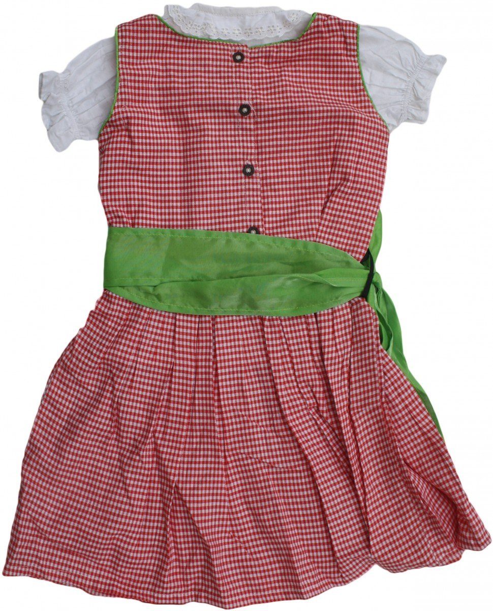 German Wear Dirndl GW1710 Red/Green Dirndl-set Kleid Mädchendirndl Trachten Kariert Rot kinder