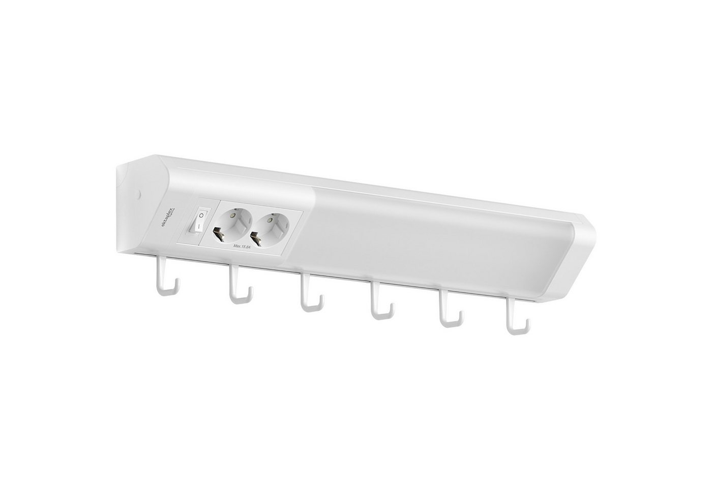 Oktaplex lighting LED Unterbauleuchte Talin 50cm Leuchte mit Steckdose 1085lm 9,7W, LED, warmweiß, 3000K Unterschrankleuchte mit Schalter und Hacken