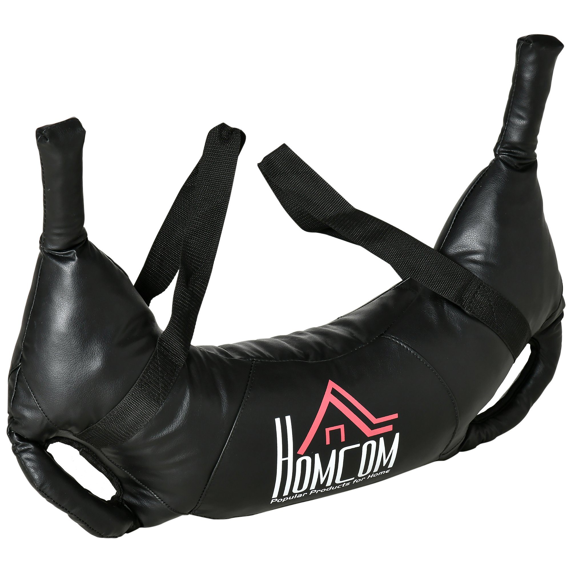 HOMCOM Gewichtssack Bulgarian Bag Krafttrainingstasche Krafttraining Metallsand Schwarz, (Set, mit 2 Griffen und 2 Tragegurten), 72L x 50B x 18H cm