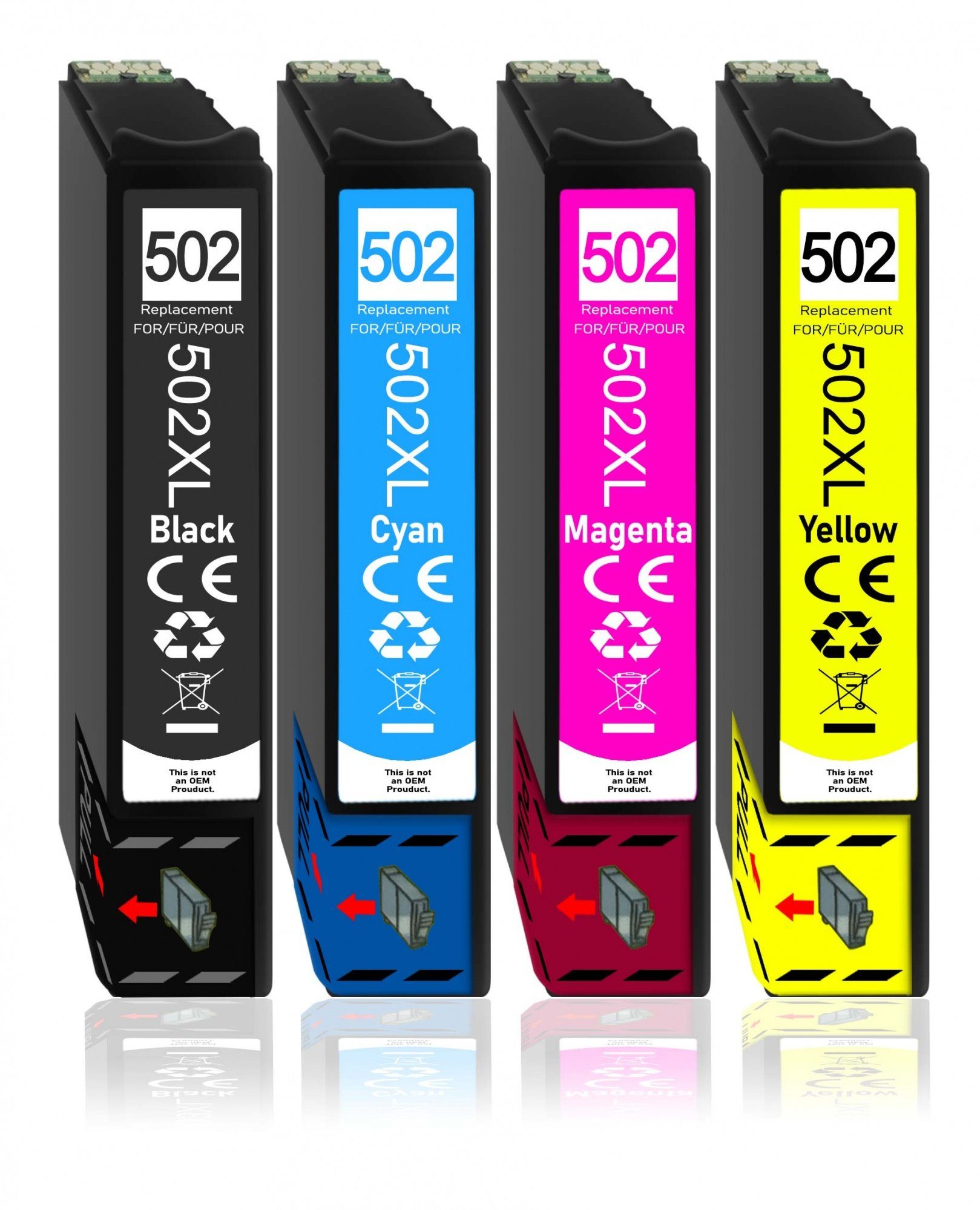 Druckerparadies 4er Multipack für Epson 502XL Tintenpatronen Set Tintenpatrone (4-tlg., für XP-5100 XP-5105 XP-5150 XP-5155 WF-2860 WF-2865 WF-2880 WF-2885)