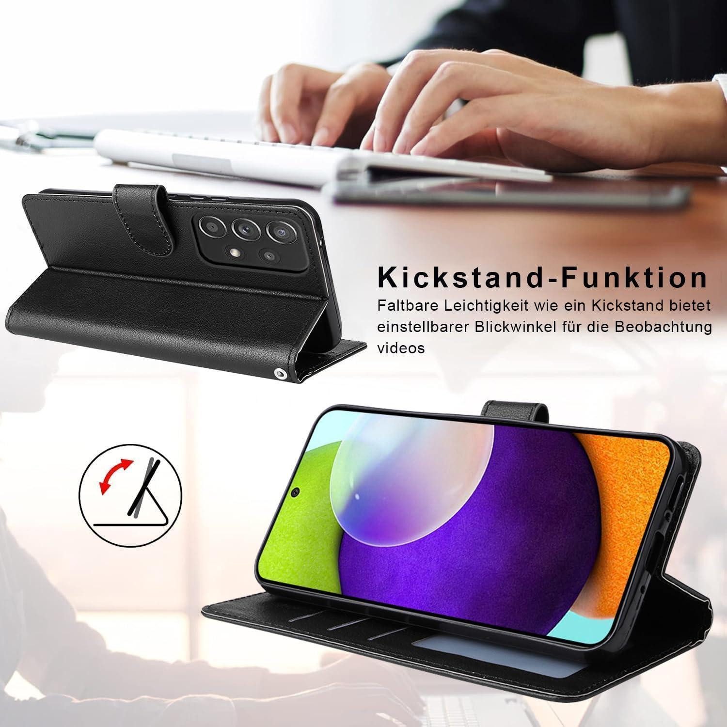 LuxusKollektion Flip Case Handyhülle Klapphülle Leder Wallet Samsung Galaxy A53 5G Schwarz