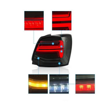 LLCTOOLS Rückleuchte Hell ausleuchtende LED Rückleuchte mit E-Prüfzeichen für VW Polo, 6R 6C (2011-2017), Rücklicht, Bremslicht, Nebelschlussleuchte, Blinklicht und Rückfahrlicht, LED fest integriert, Voll LED, Dynamischer Blinker, Hochwertiges LED Rücklicht Auto mit Bremsfunktion