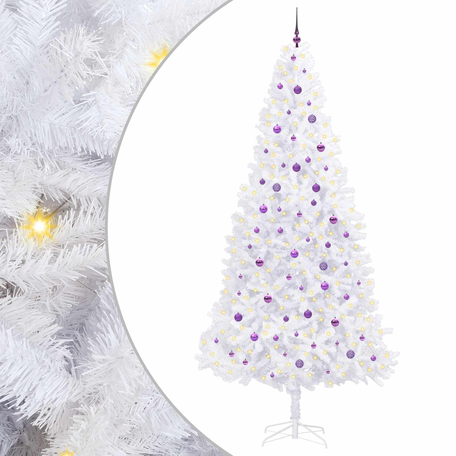 vidaXL Künstlicher Weihnachtsbaum Künstlicher Weihnachtsbaum Weiß 300 cm PVC und Stahl