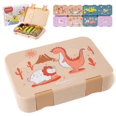 BEARFOOT Lunchbox Brotdose Kinder mit Fächern, Lunchbox, Bento box - Dinos, handgezeichnete Designs, modular