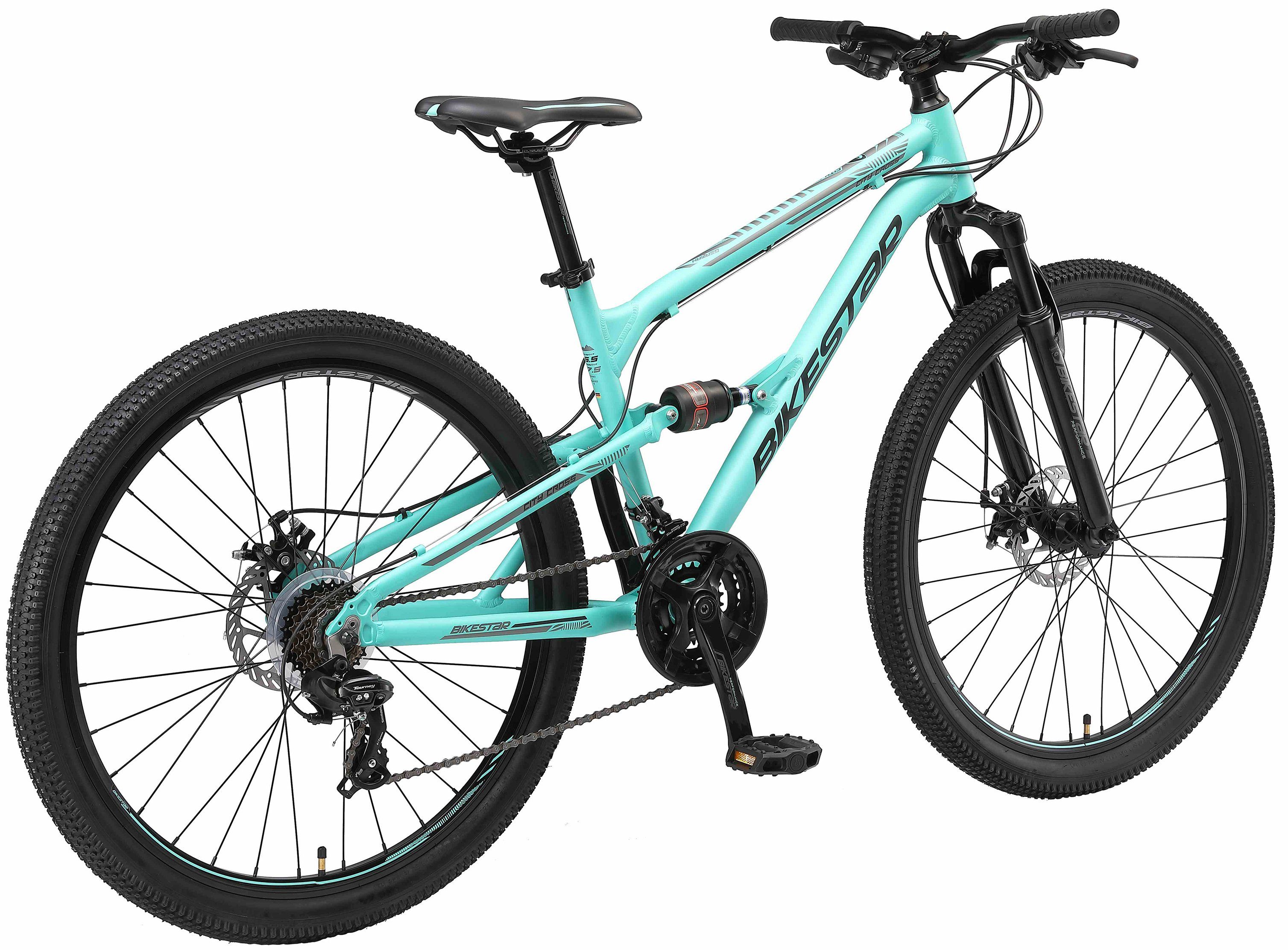 Bikestar Mountainbike, 21 Gang Shimano RD-TY300 Schaltwerk, Kettenschaltung, für Damen und Herren, Kettenschaltung