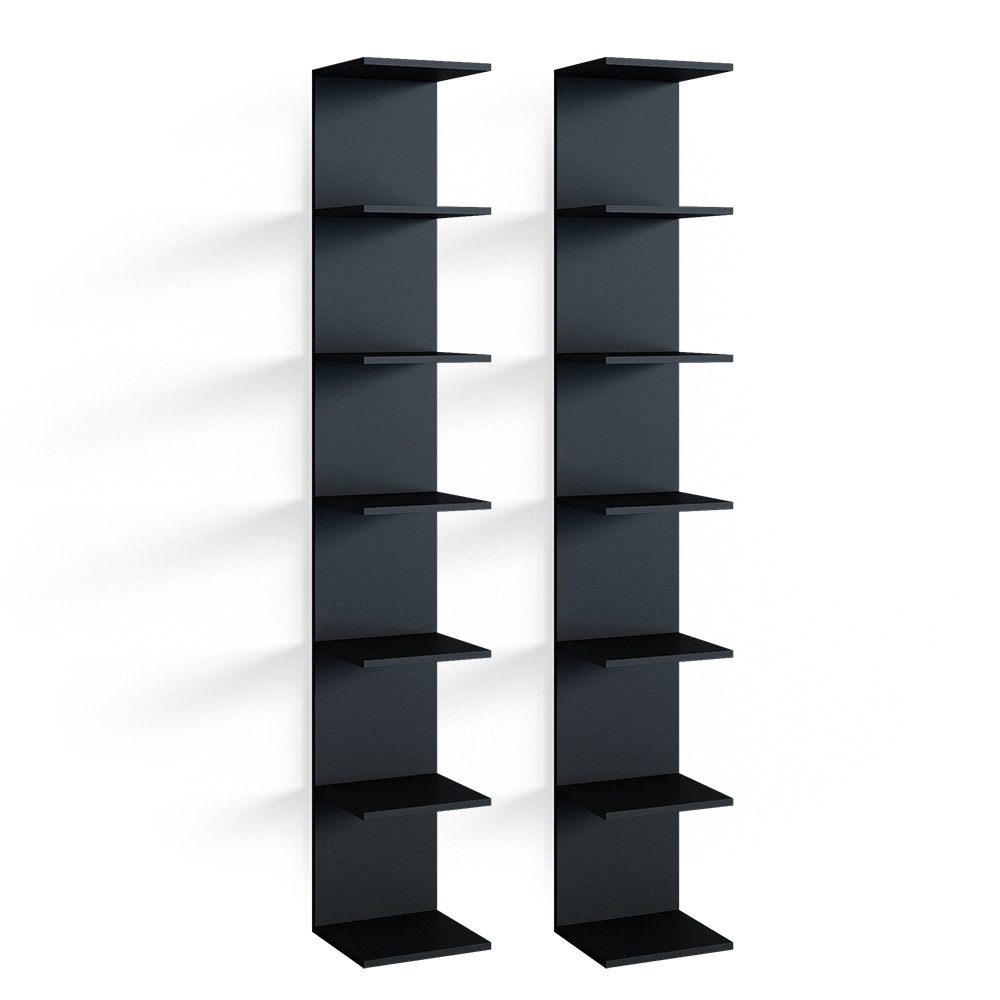 Vicco Bücherregal Paolo, Schwarz, 28 x 190 cm 2er Set, 2-tlg.