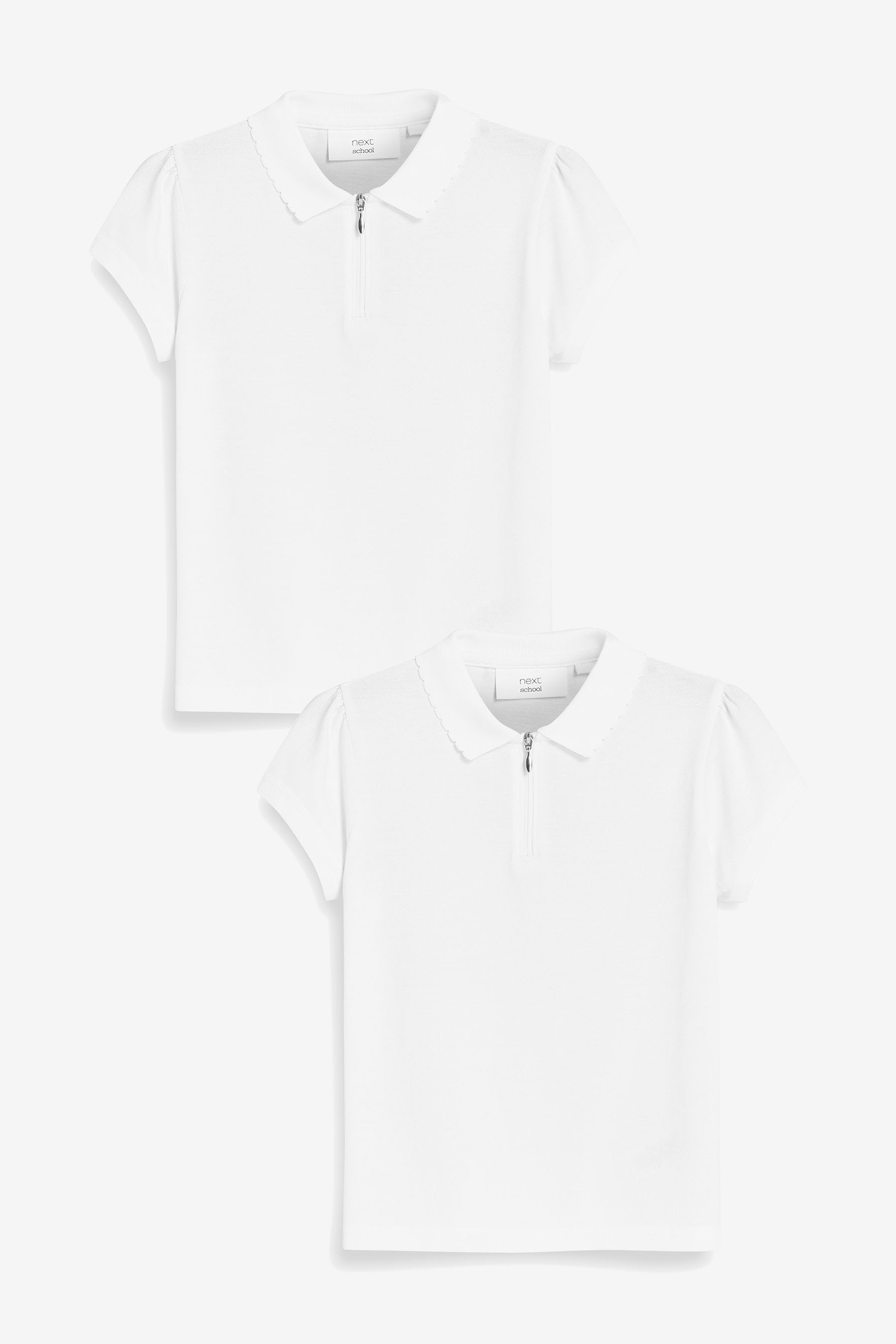 2 (2-tlg) Polo-Shirts Baumwolle Next mit Langarm-Poloshirt Reissverschluss aus