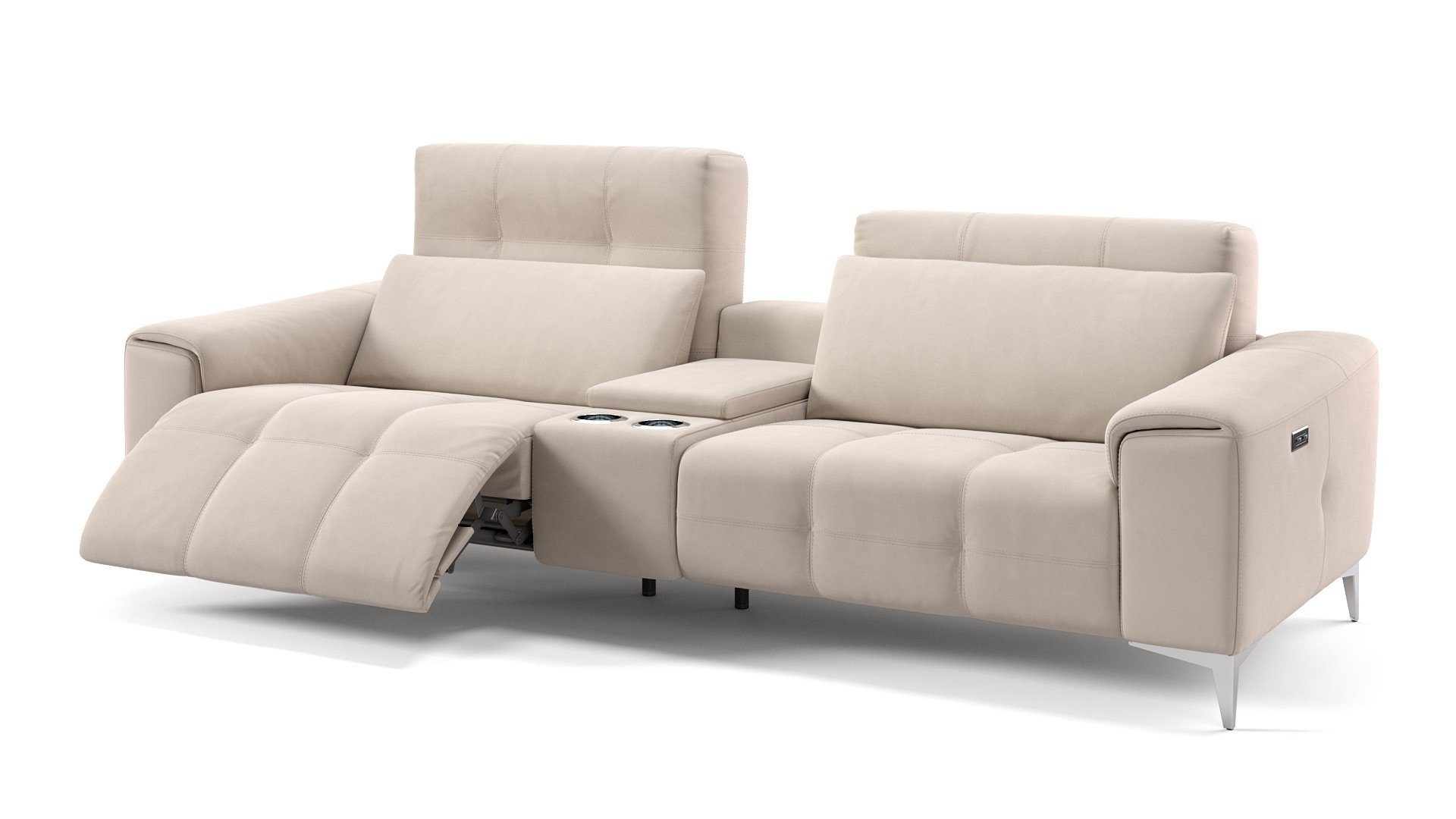 100 cm Creme x 2-Sitzer SALENTO Sofa S: Sofanella in Kinosofa - Stoff Sofanella 212