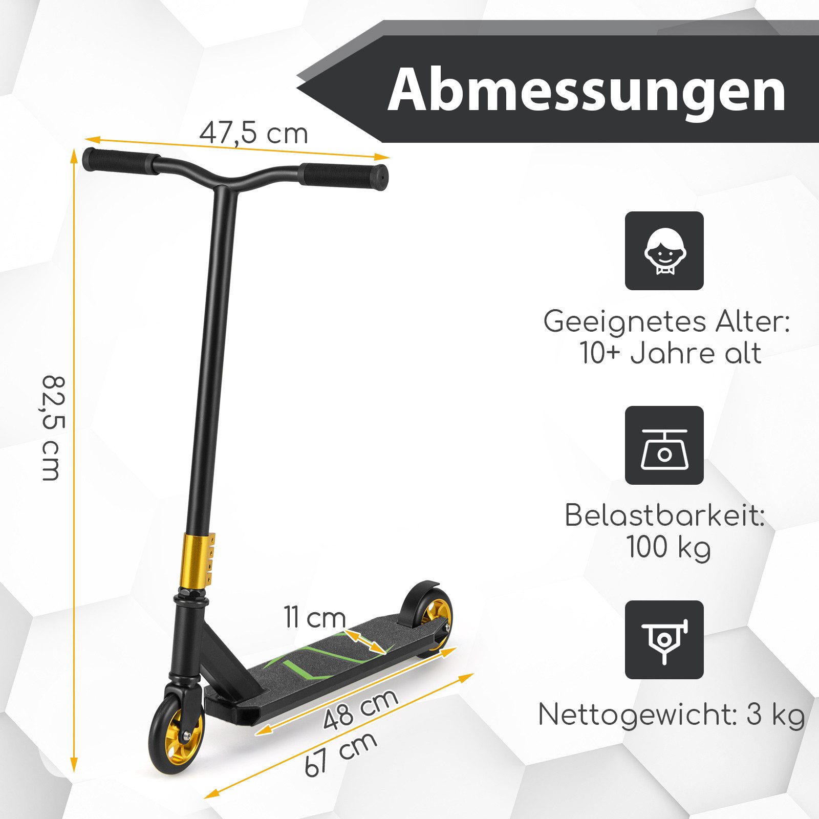 COSTWAY Scooter, Stuntscooter 360°-Lenker, ABEC-7, Pro