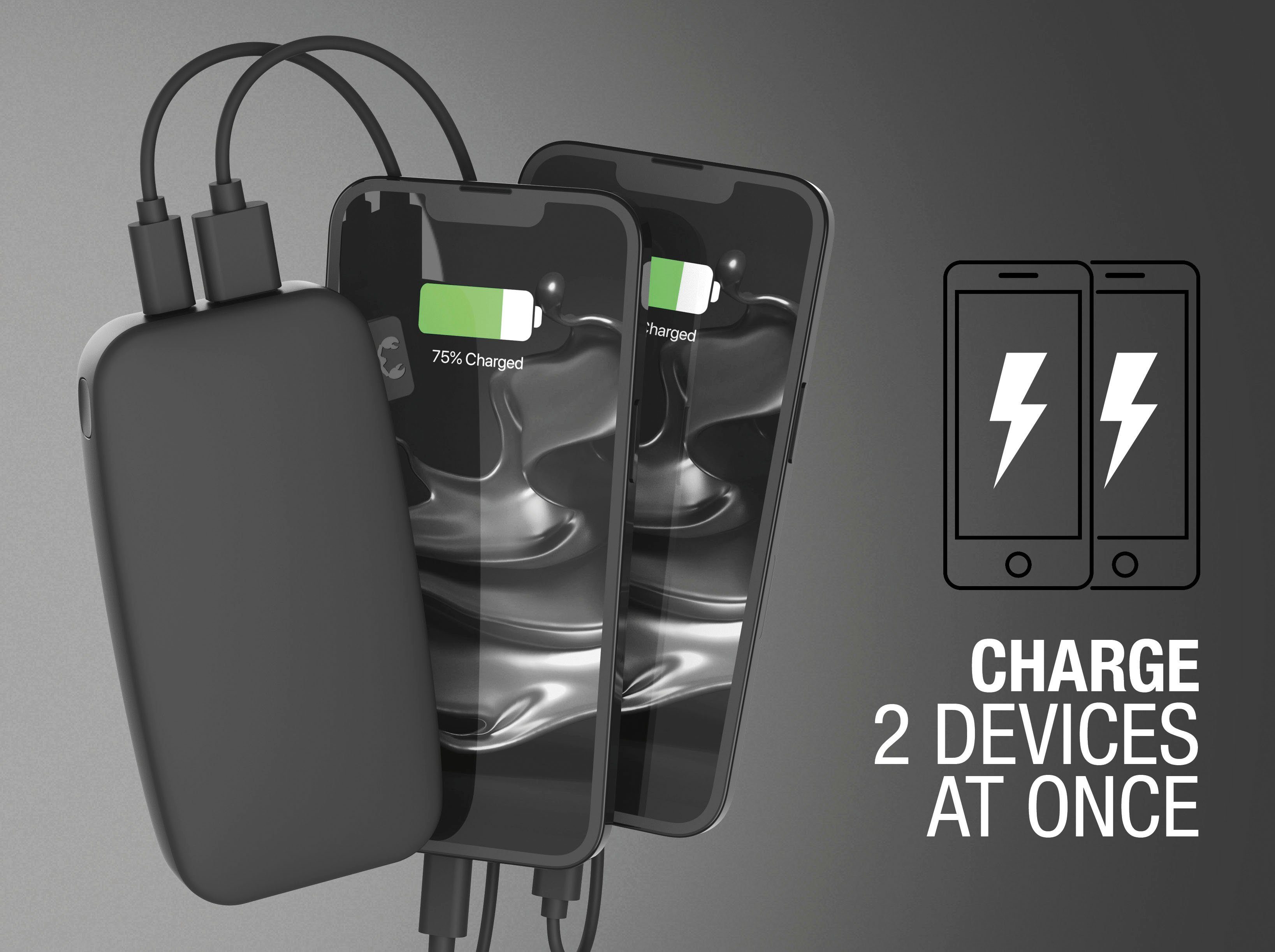 20W 12000mAh Fast Pack USB-C, PD & Rebel Fresh´n Ultra mit Powerbank grau Charge Power