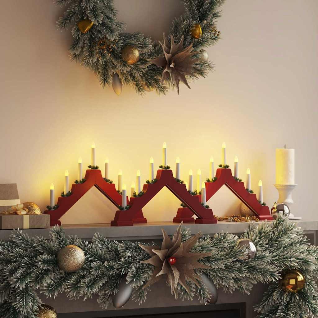 vidaXL LED-Christbaumkerzen Weihnachtskerzenbrücke 3 stk. 7 LEDs Warmes Weiß