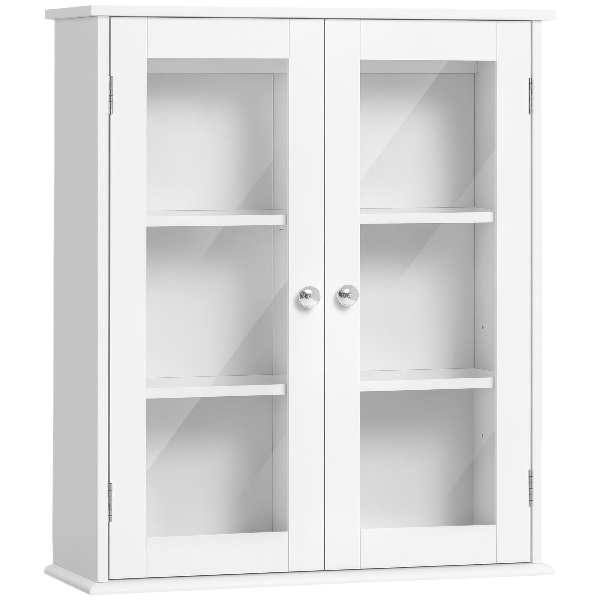 MC Star Hängeschrank Badezimmer Wandschrank Hängeschrank 2 Glastüren Regal 55x20x65cm Weiß