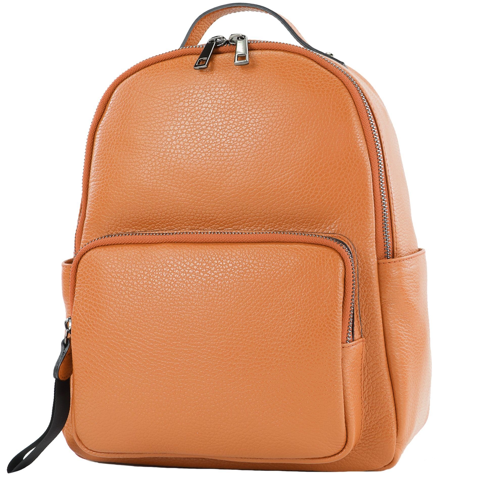 modamoda de Rucksack T234, Echtleder Handmade in Italy Cognac