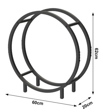 DanDiBo Kaminholzregal Kaminholzregal Metall Schwarz Rund 60 cm Kaminholzständer Kaminholz, Freistehendes Kaminholzregal