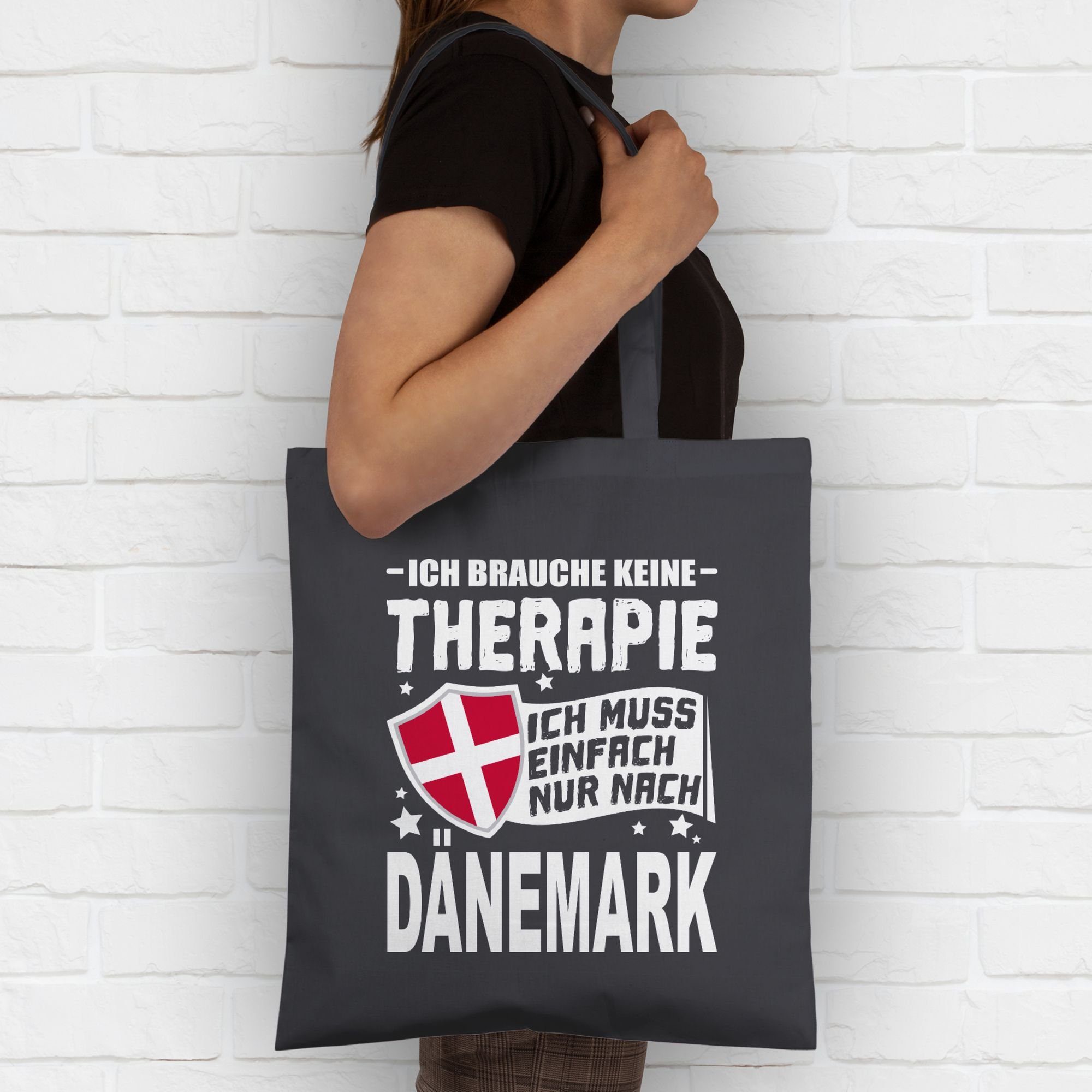 Shirtracer Umhängetasche Ich weiß, Therapie 2 Wappen nur Ich - Dänemark nach Länder einfach Dunkelgrau muss keine brauche