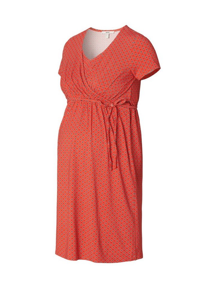 ESPRIT maternity Umstandskleid Jerseykleid mit Allover-Print, Abgesteppter  Saum/Kante