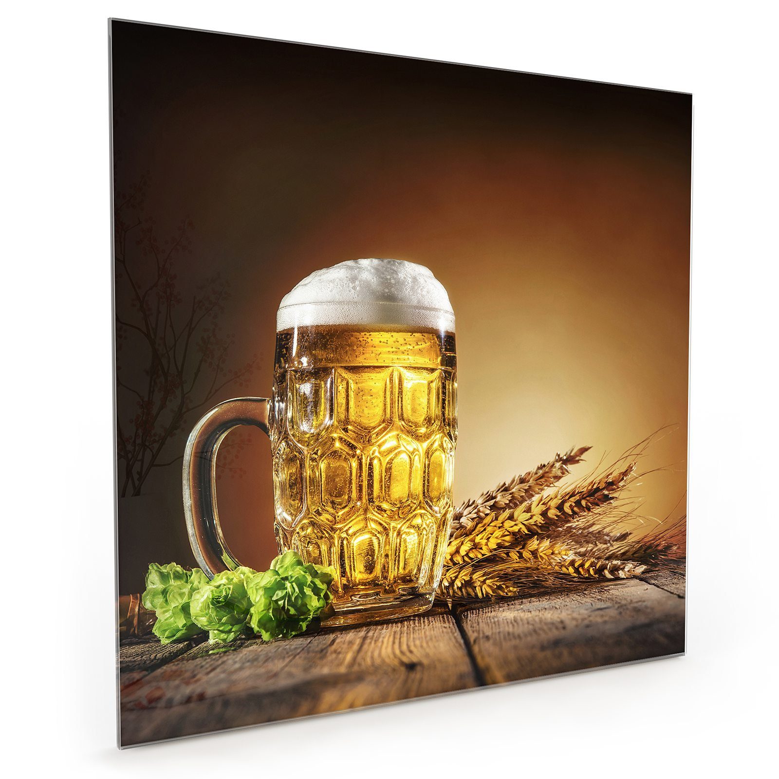Bier Primedeco Glas Spritzschutz Küchenrückwand Motiv Hopfen Küchenrückwand und mit