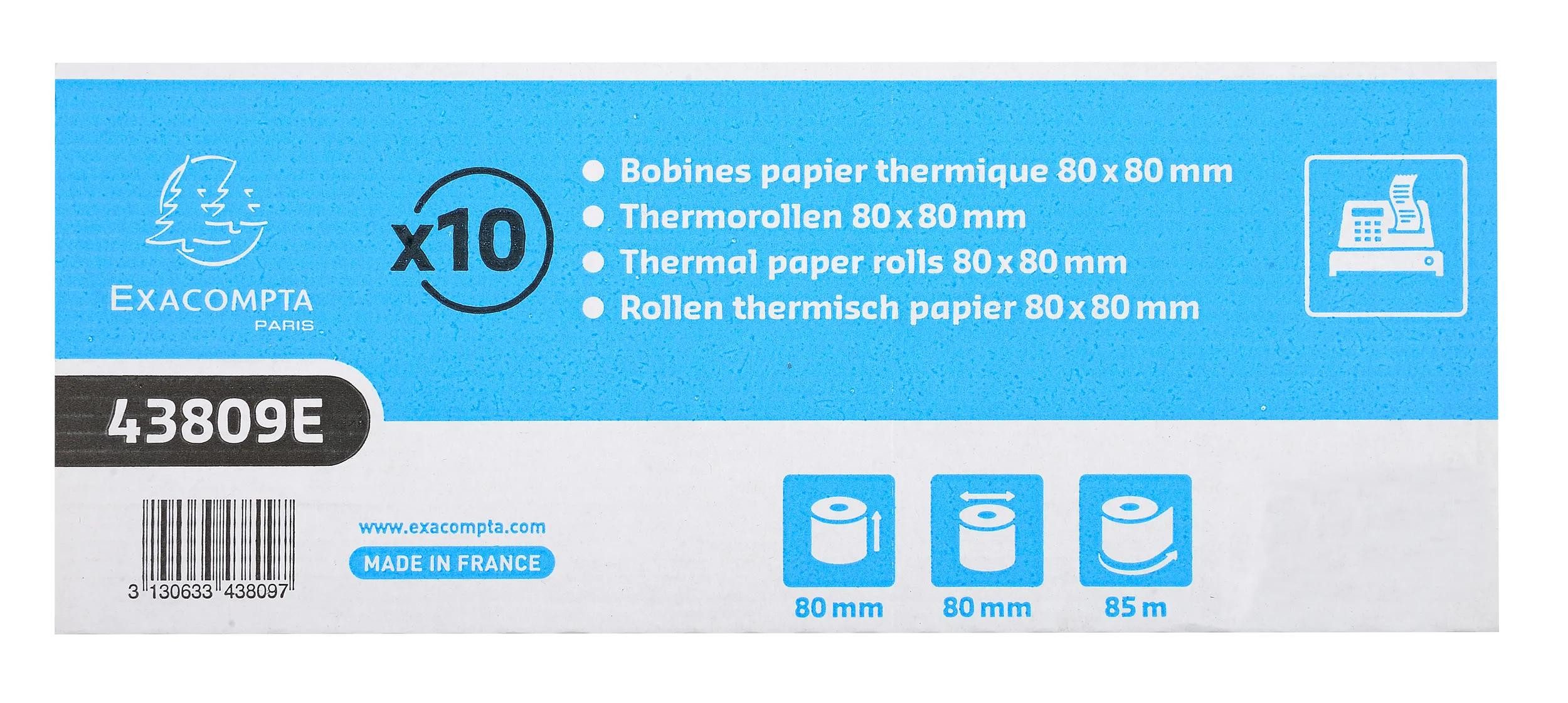 EXACOMPTA Endlospapier 30x Rolle 1-lagig thermisch Kasse 48g B: 80mm L: 90m Weiß 43809E, Kassenrollen