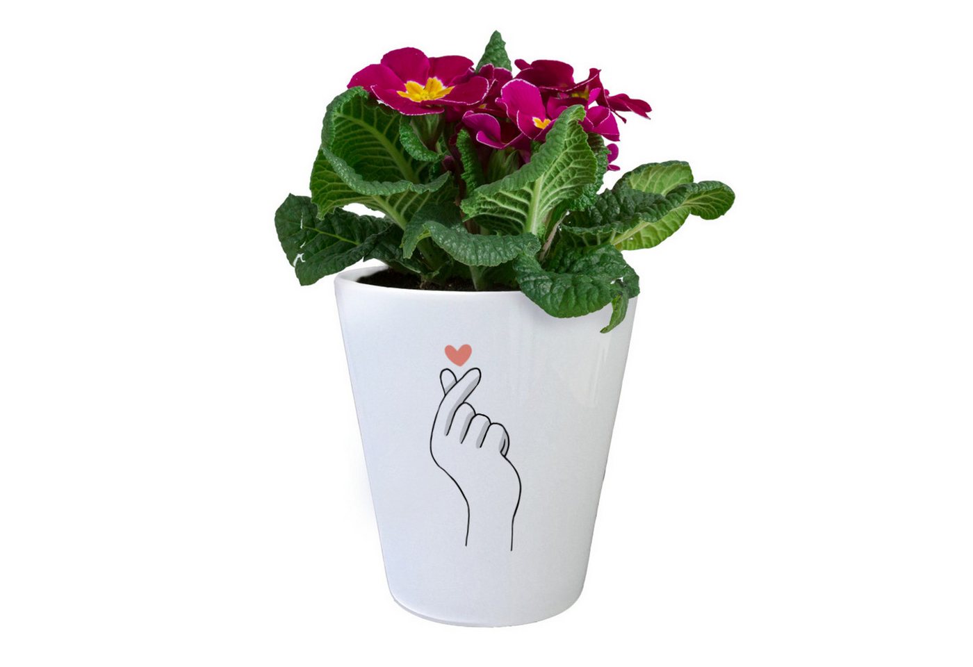 Thumbnail - speecheese Blumentopf K-Pop Blumentopf mit Herzsymbol in Schwarz-Weiß