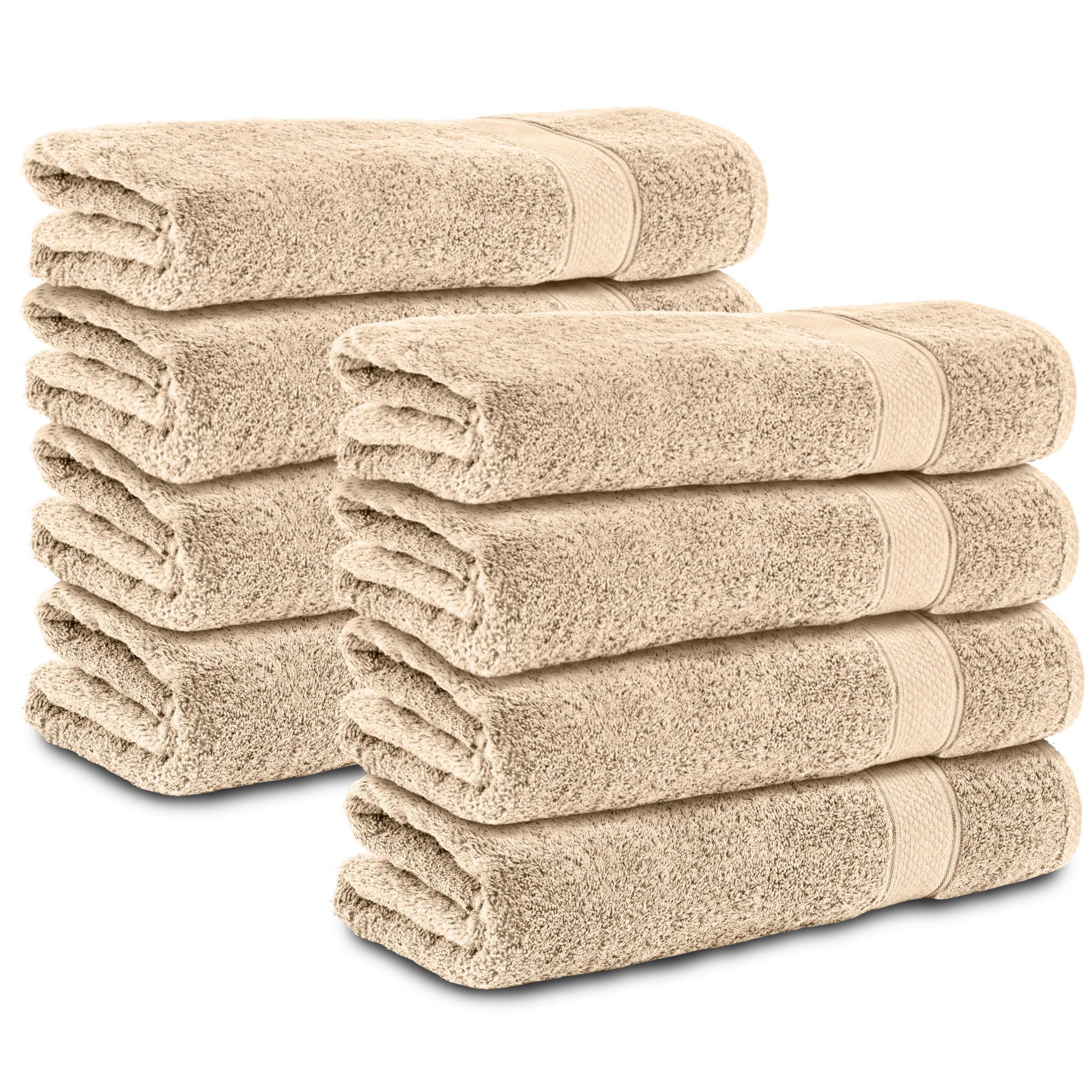 Komfortec Badetücher 100% (8-St), Set, 470 Weich Frottee cm Beige g/m², Baumwolle, Handtücher 70x140