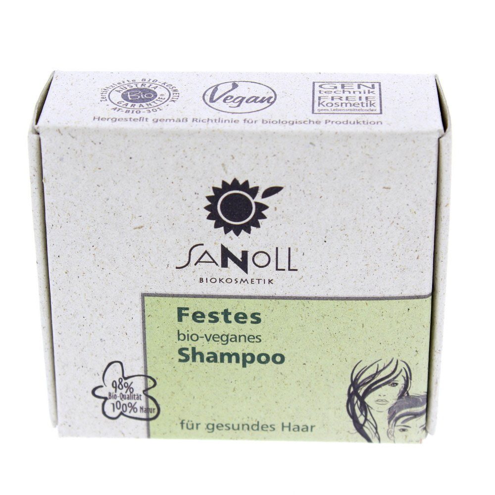 Sanoll Festes Haarshampoo Festes bio veganes Shampoo, 60 g