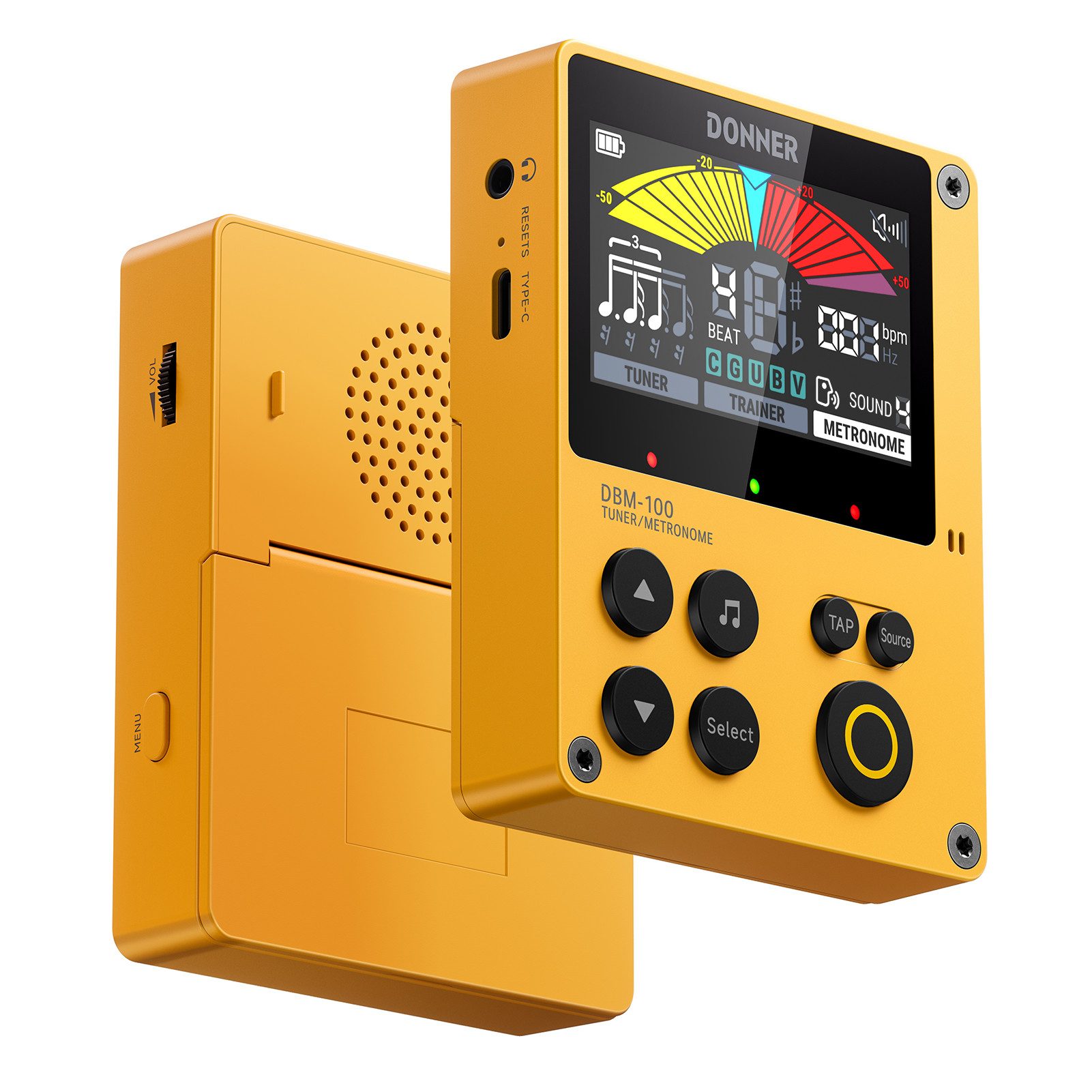 Donner Metronom Tuner Metronom LCD-Bildschirm Taschenformat für Gitarre, Bass, Ukulele, Kompakt, leicht, Lautstärkeregler, Kopfhöreranschluss, LCD-Display