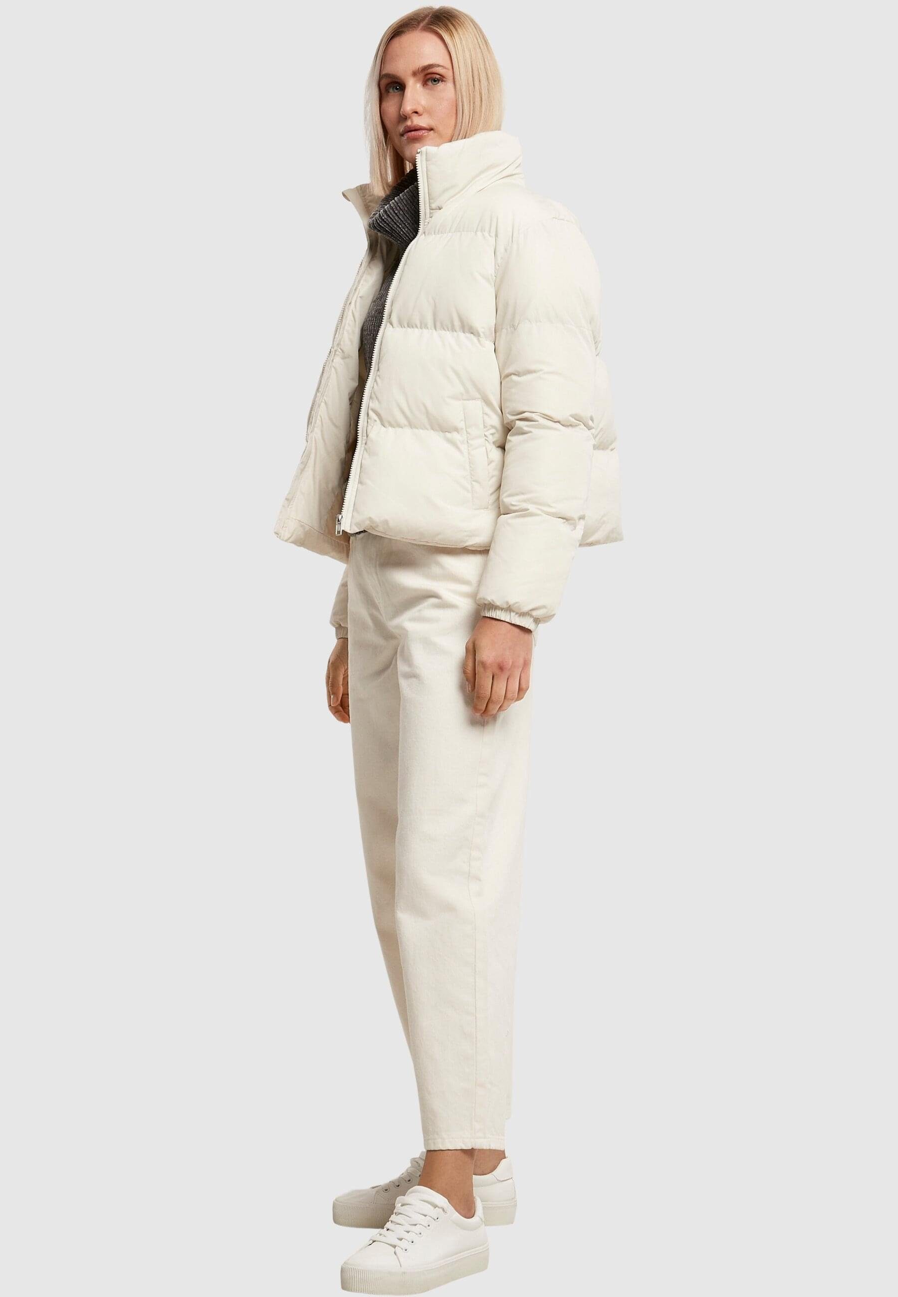 URBAN CLASSICS Winterjacke Jacket Ladies Peached Puffer Damen whitesand Short (1-St)