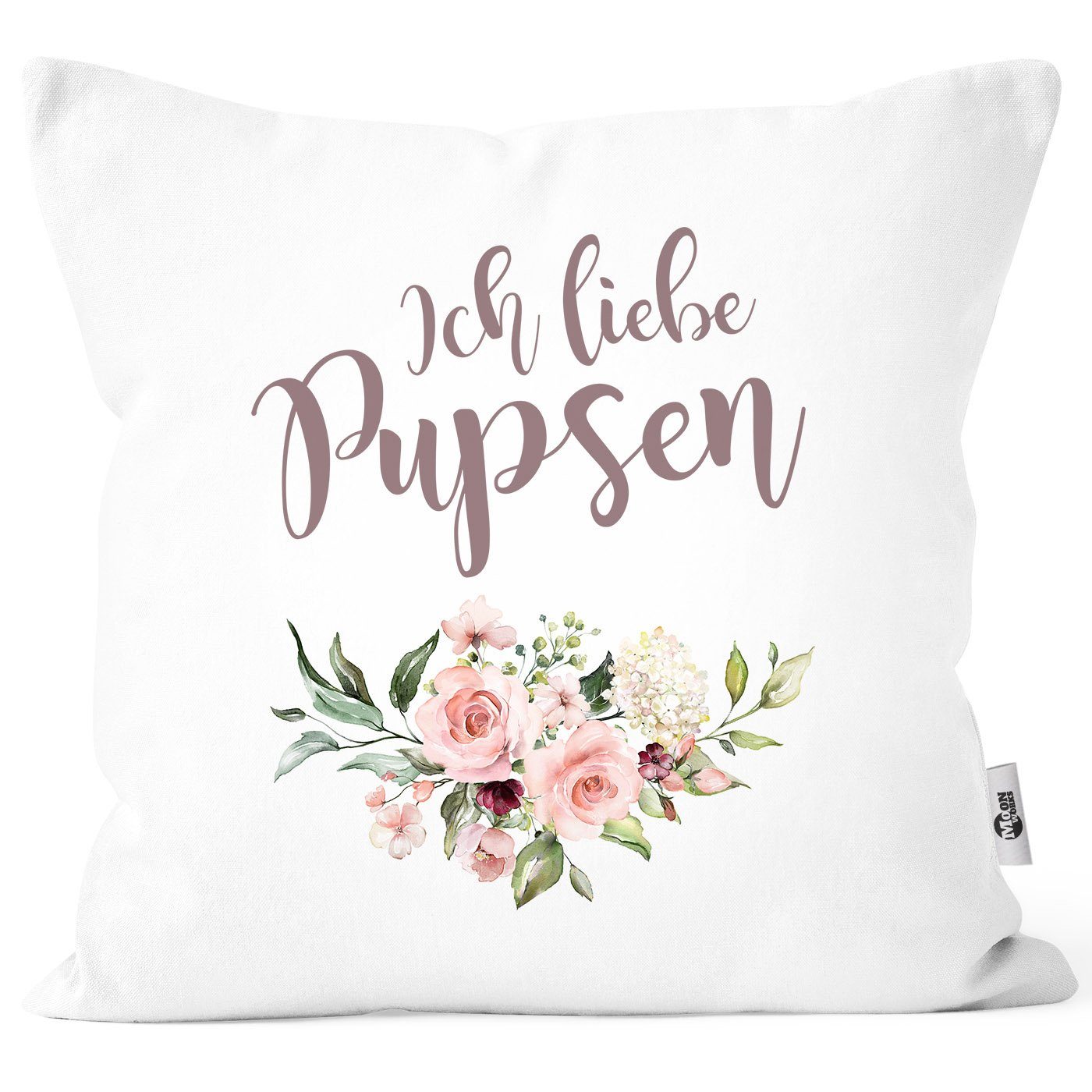 Furzkissen Ich Kissen-Hülle MoonWorks® Baumwolle liebe Blumen Deko-Kissen Dekokissen MoonWorks Pupsen